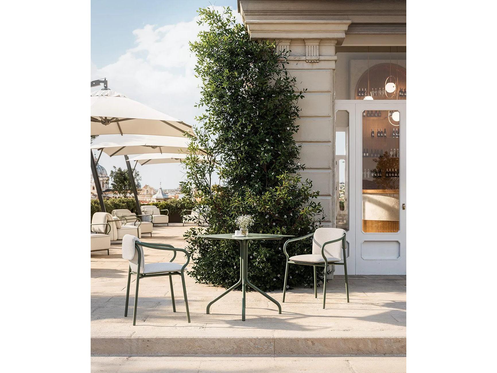 UnoPiu Salo Aluminum Sage Green Stackable Chair with Cushions