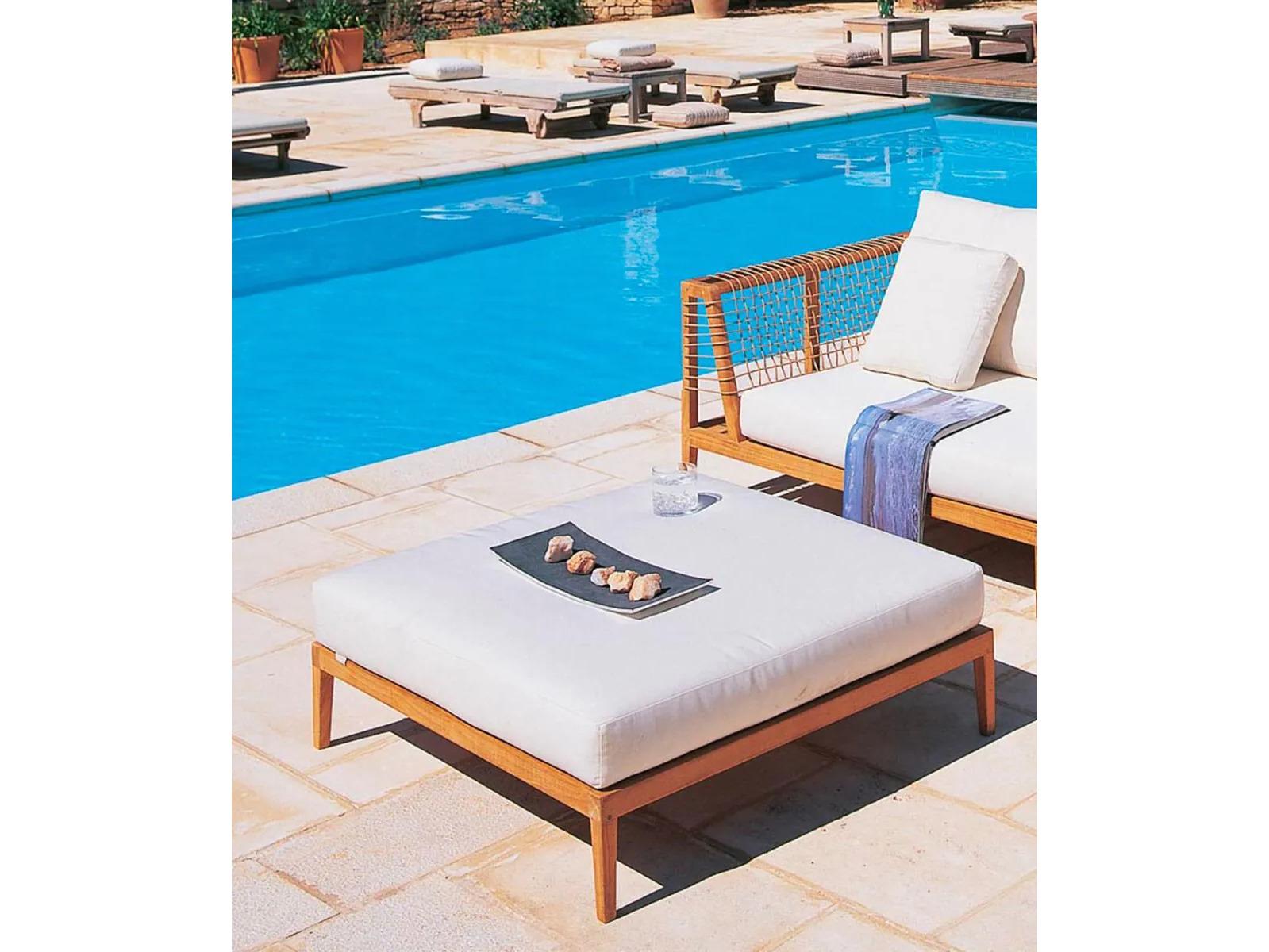 UnoPiu Synthesis Teak Base Pouf