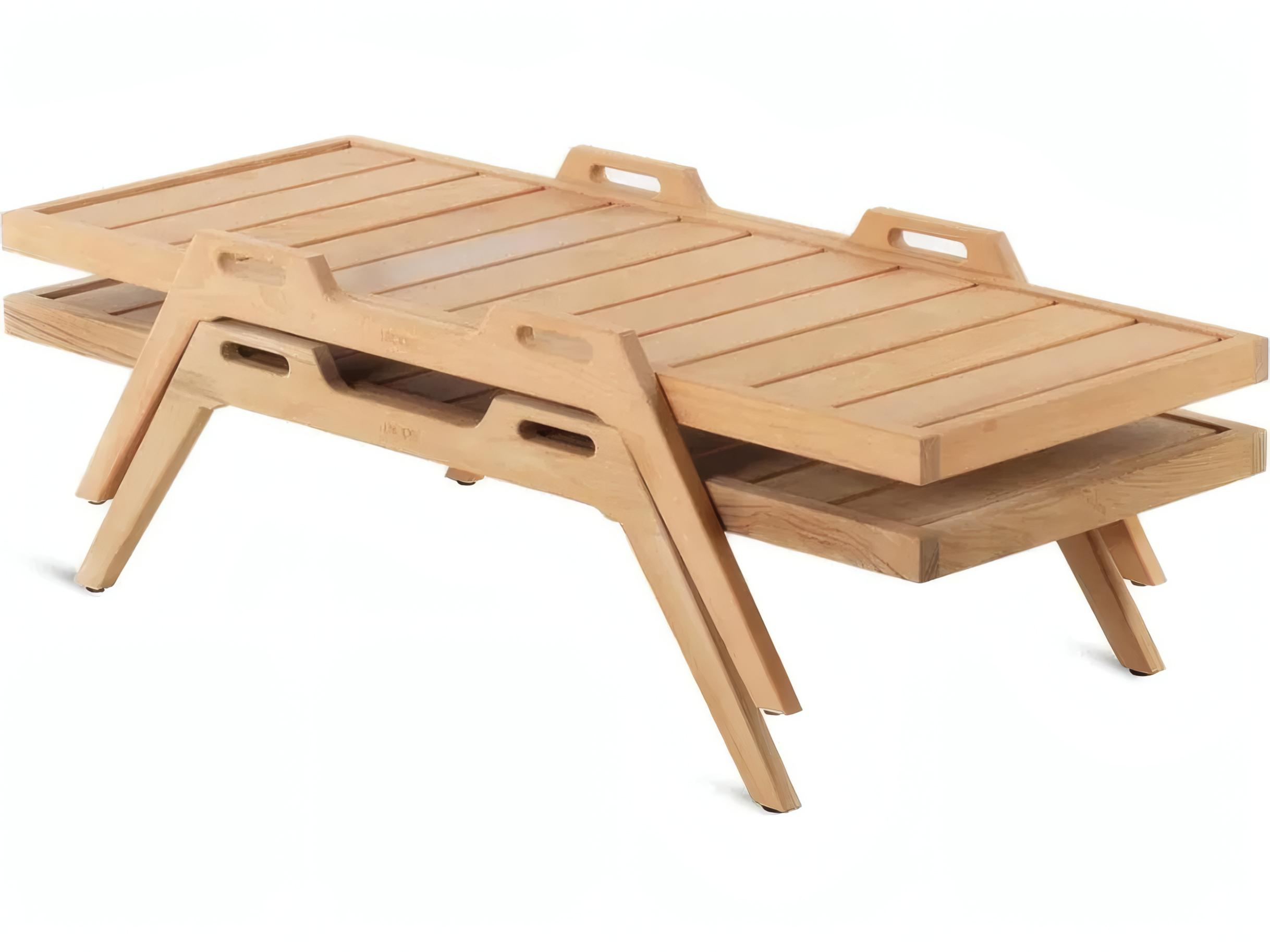 UnoPiu Synthesis Teak Stackable Rectangular Coffee Table with Handles
