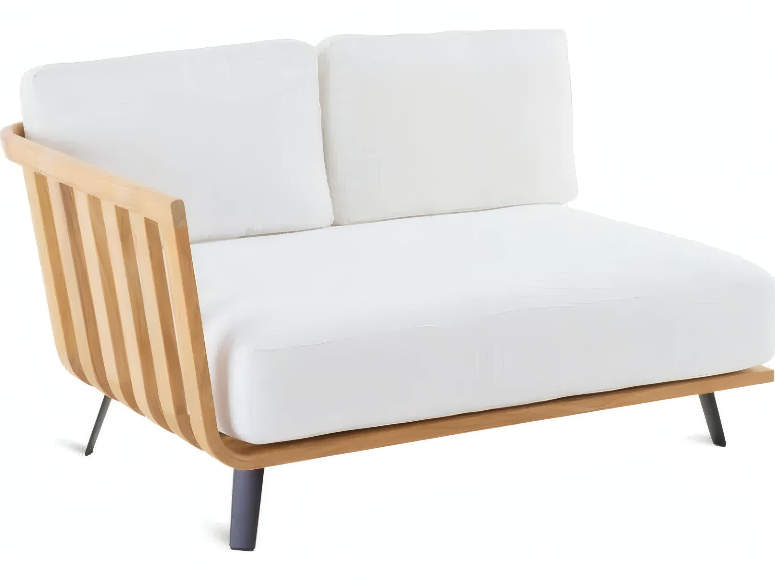 UnoPiu Welcome Teak Right Corner Module Loveseat with Cushions