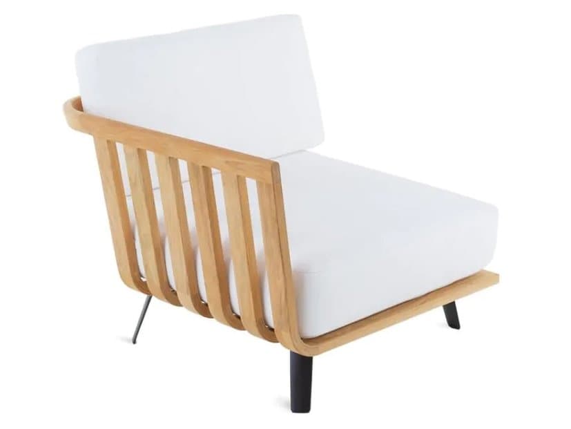 UnoPiu Welcome Teak Right Module Lounge Chair in Cushions