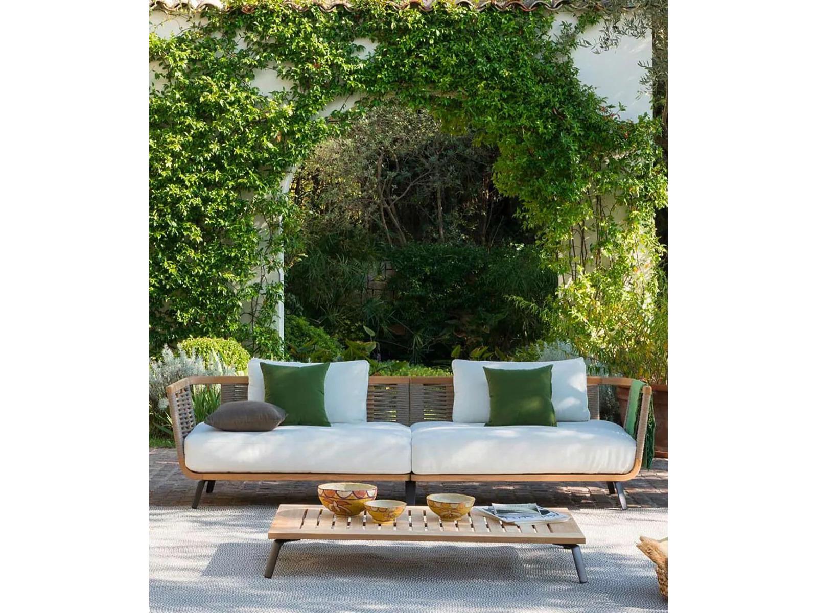 UnoPiu Welcome Teak Cord Left Corner Module Loveseat in Cushions