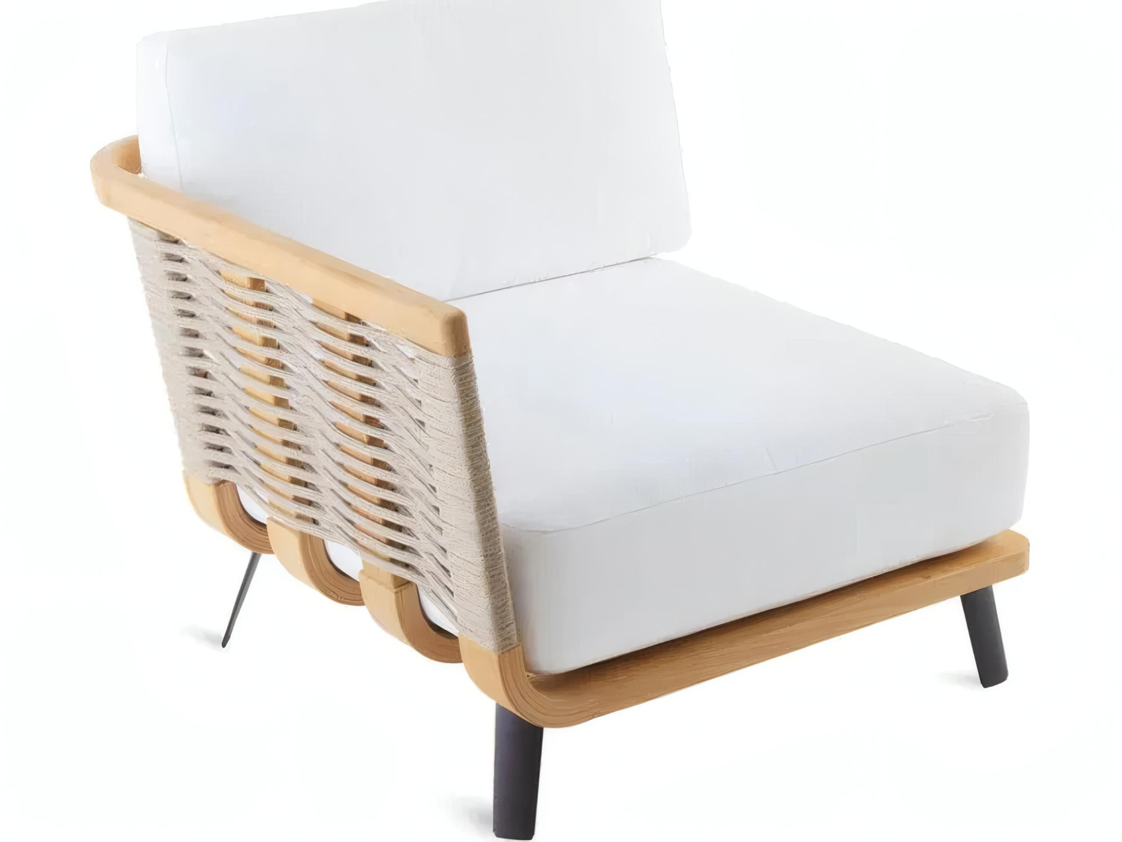 UnoPiu Welcome Teak Cord Right Module Lounge Chair in Cushions