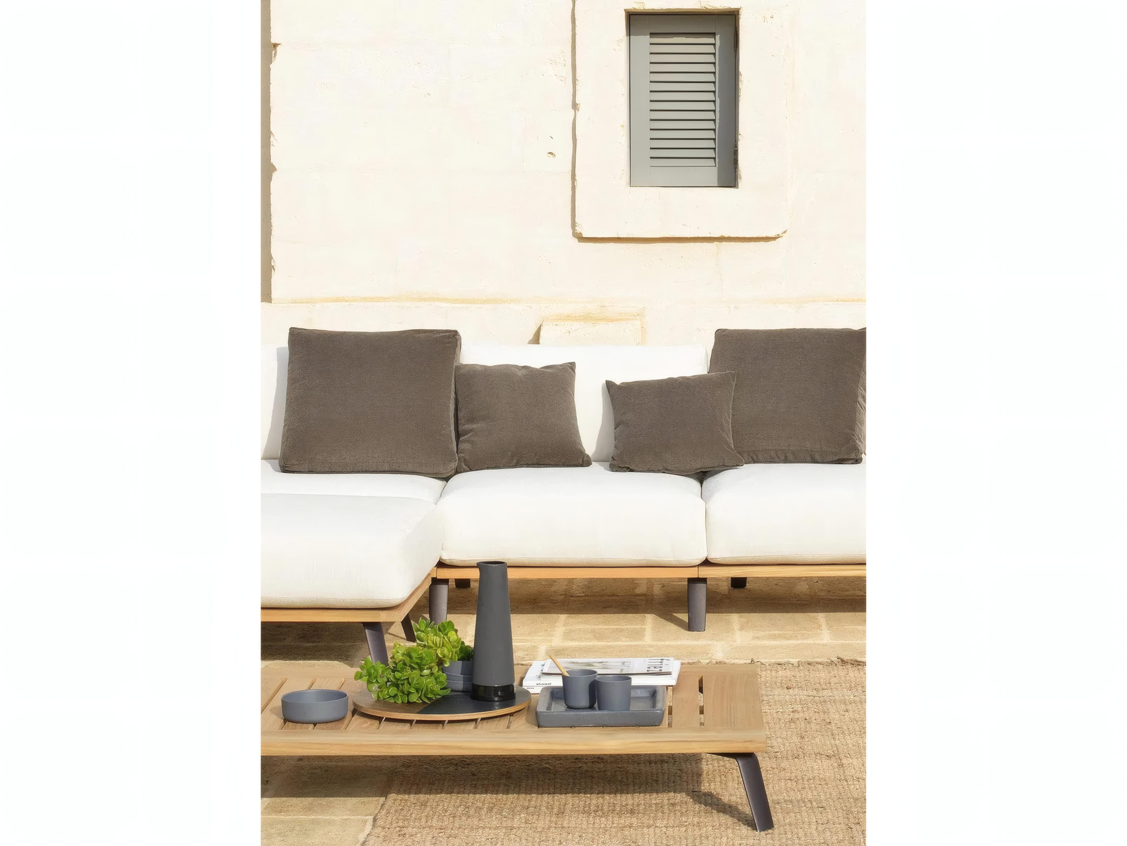 UnoPiu Welcome Teak Cord Backrest Module Lounge Chair with Cushions