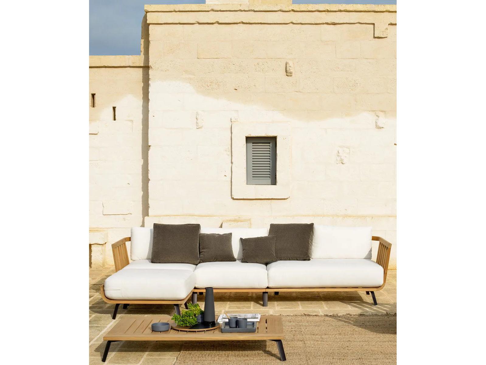 UnoPiu Welcome Teak Backrest Module Lounge Chair with Cushions