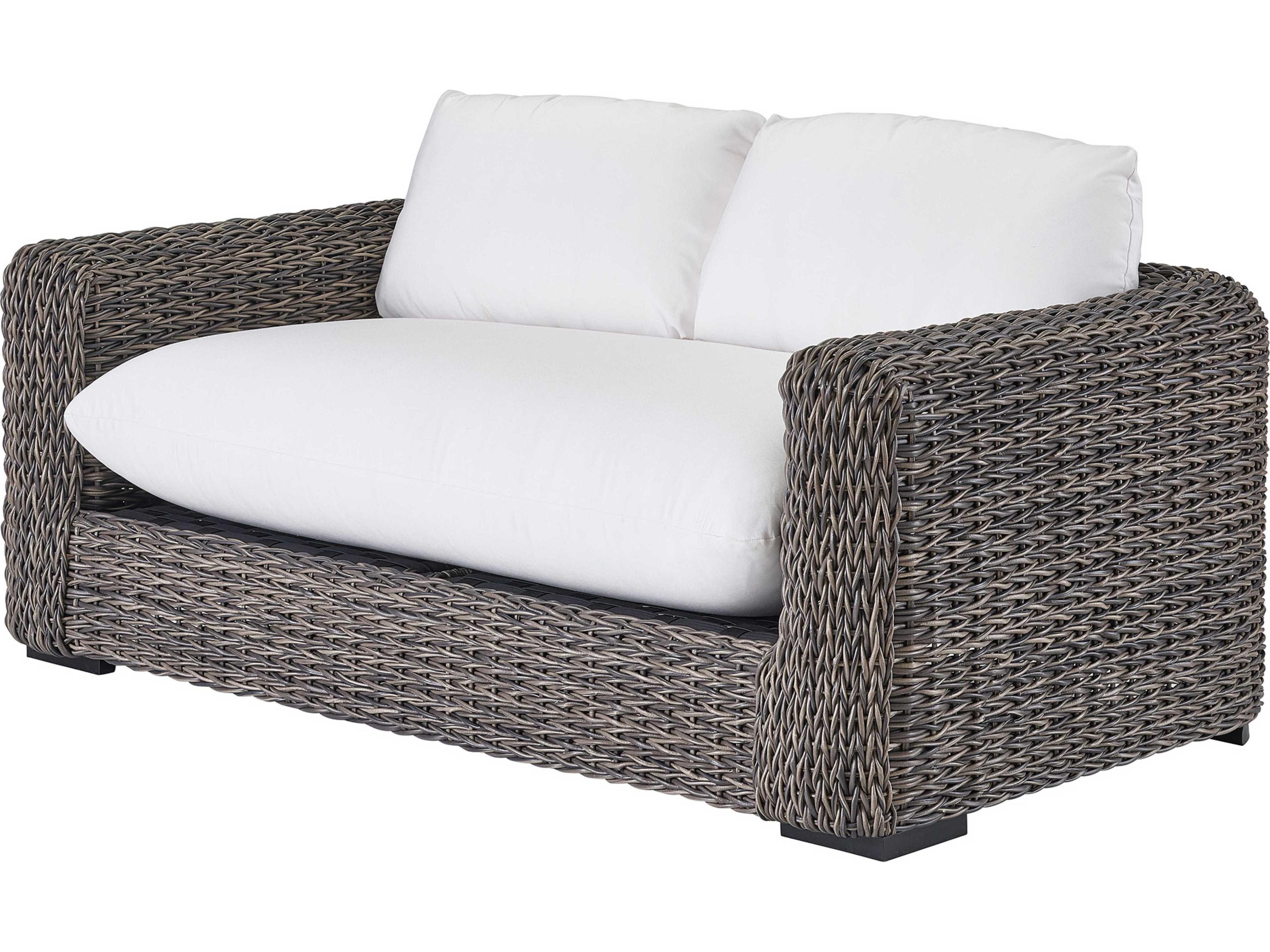 Coastal Living Outdoor Quick Ship Montauk Tawney Wicker Cushion Loveseat