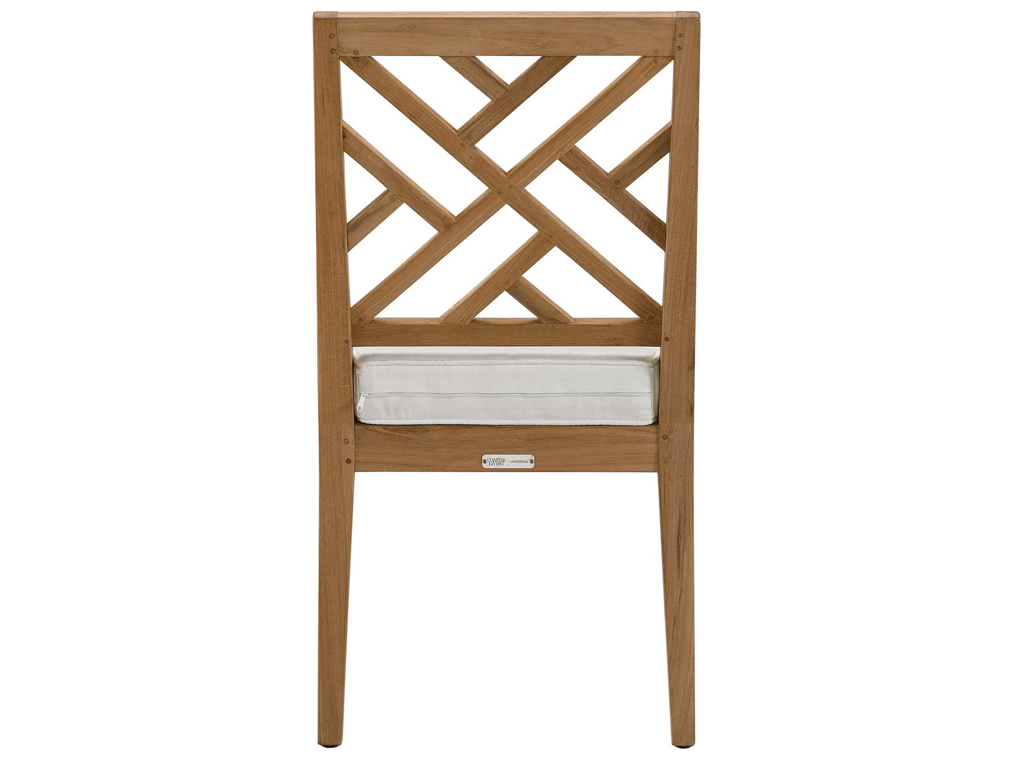 Coastal Living Outdoor Quick Ship Chesapeake Natural Teak Cushion Dining Chair