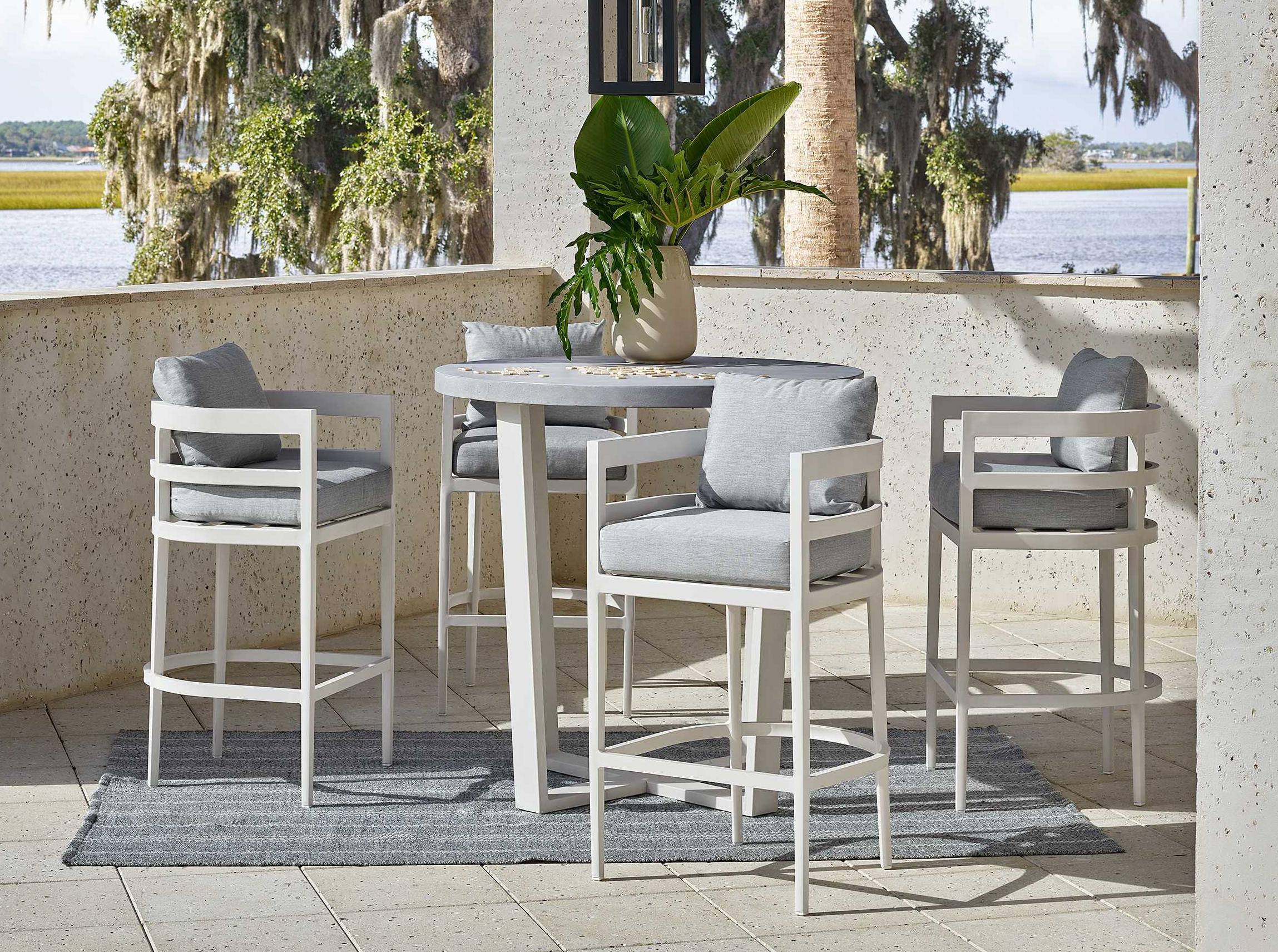 Coastal Living Outdoor Quick Ship South Beach Chalk Aluminum Cushion Bar Stool