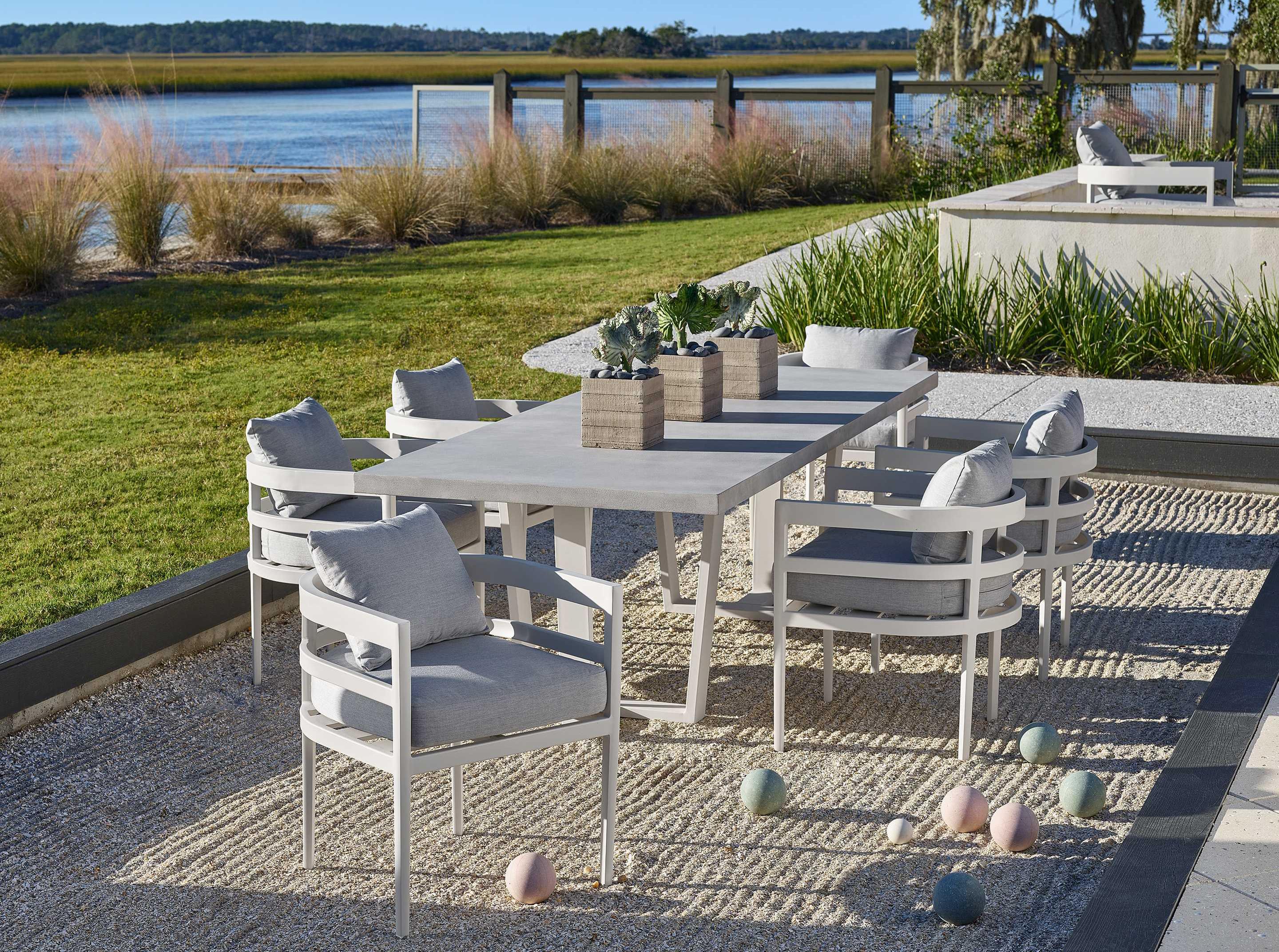 Coastal Living Outdoor Quick Ship South Beach Chalk Aluminum Cushion Dining Chair