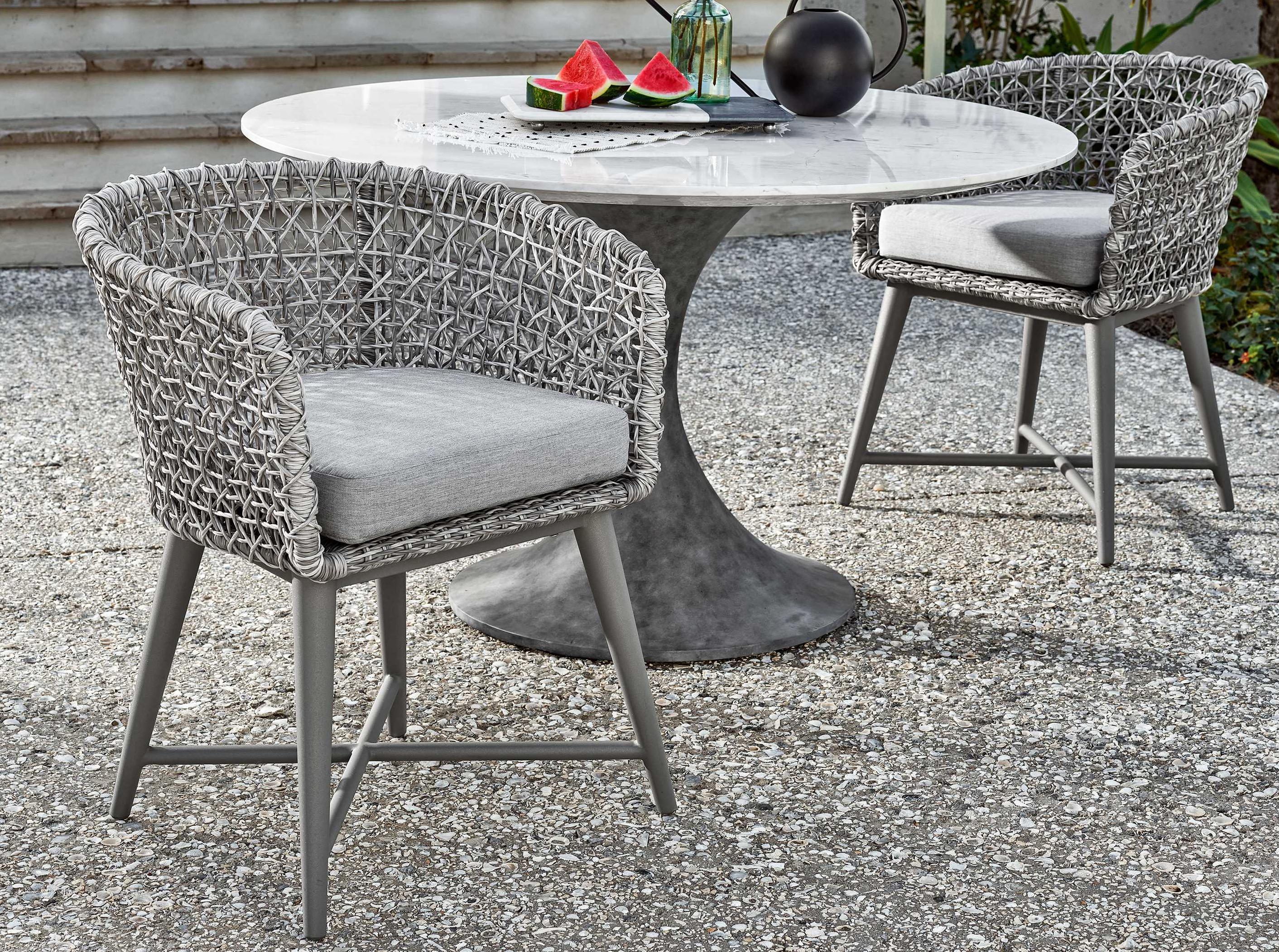 Coastal Living Outdoor Quick Ship Faux Marble / Cast Concrete Round Dining Table