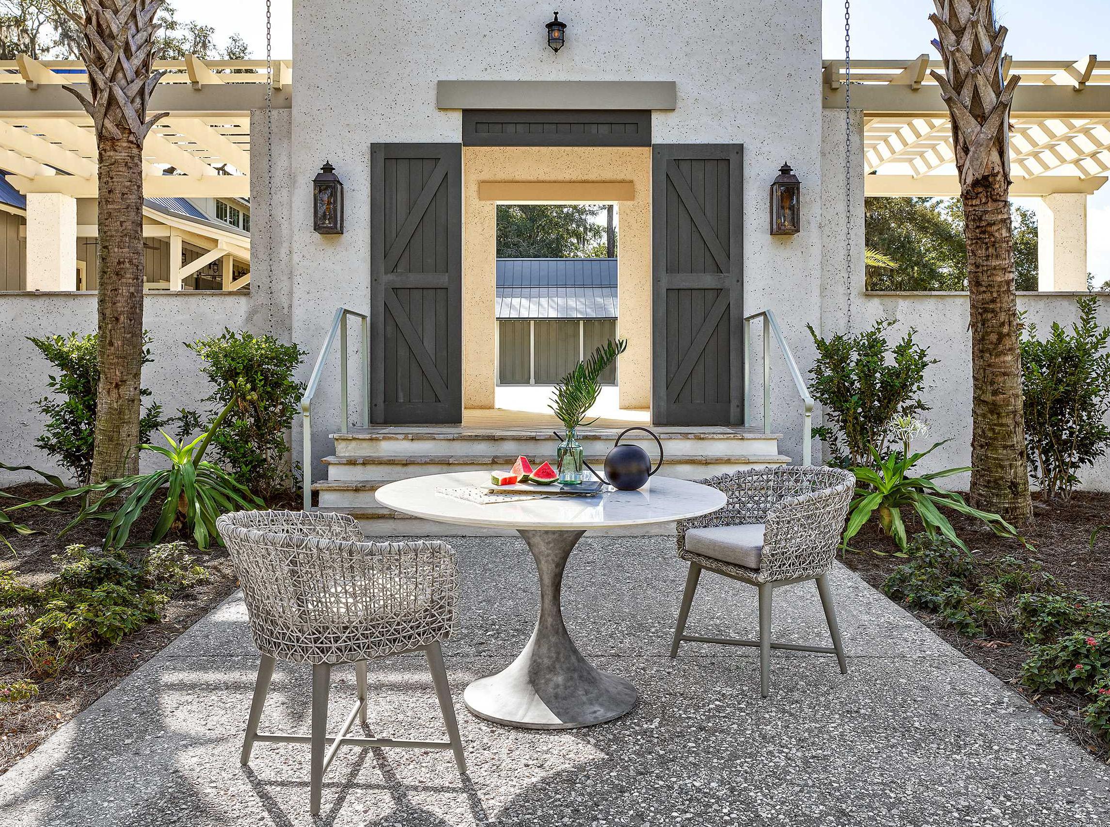 Coastal Living Outdoor Quick Ship Faux Marble / Cast Concrete Round Dining Table