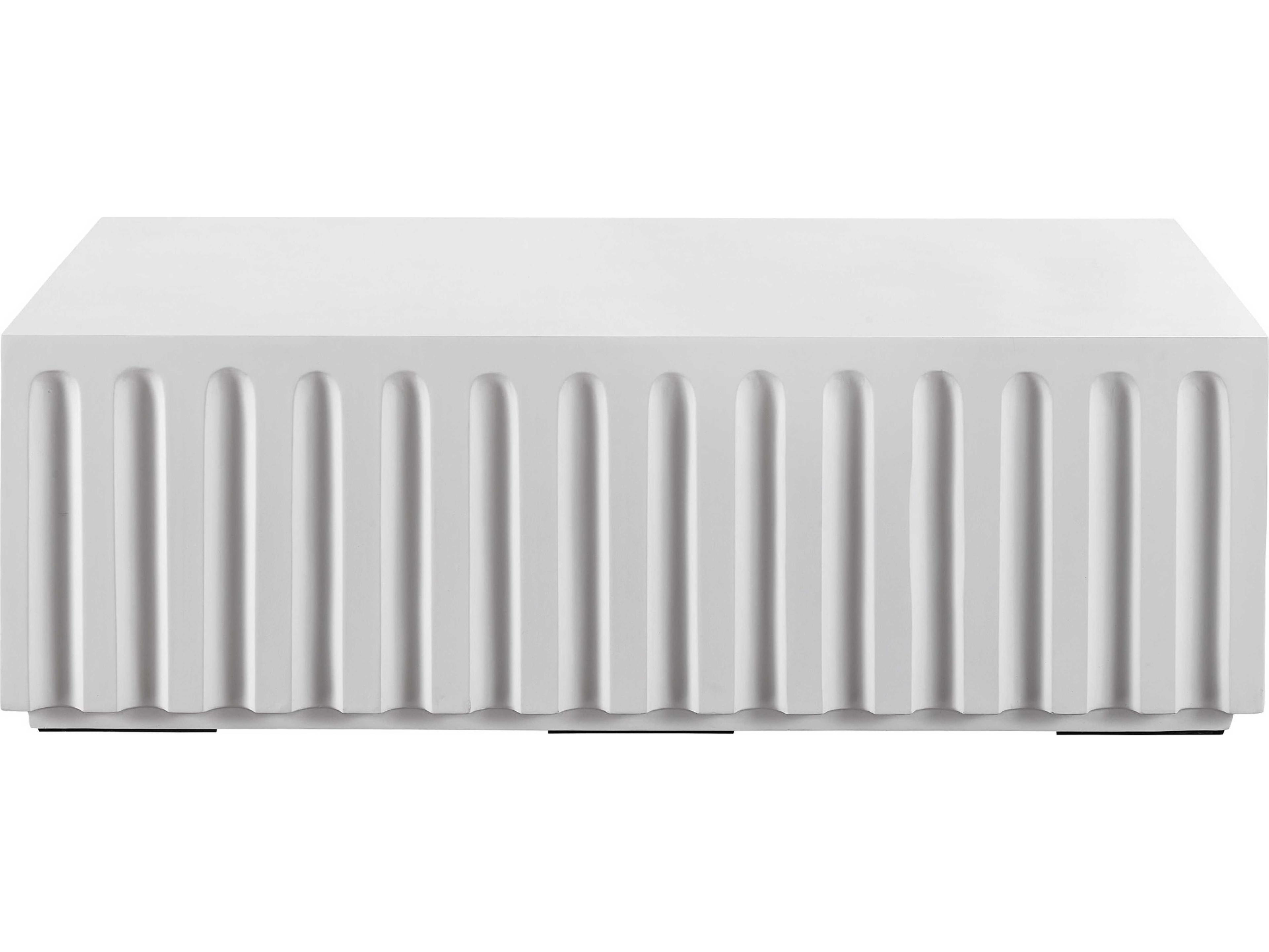 Coastal Living Outdoor Quick Ship Abaco White Concrete Rectangular Coffee Table