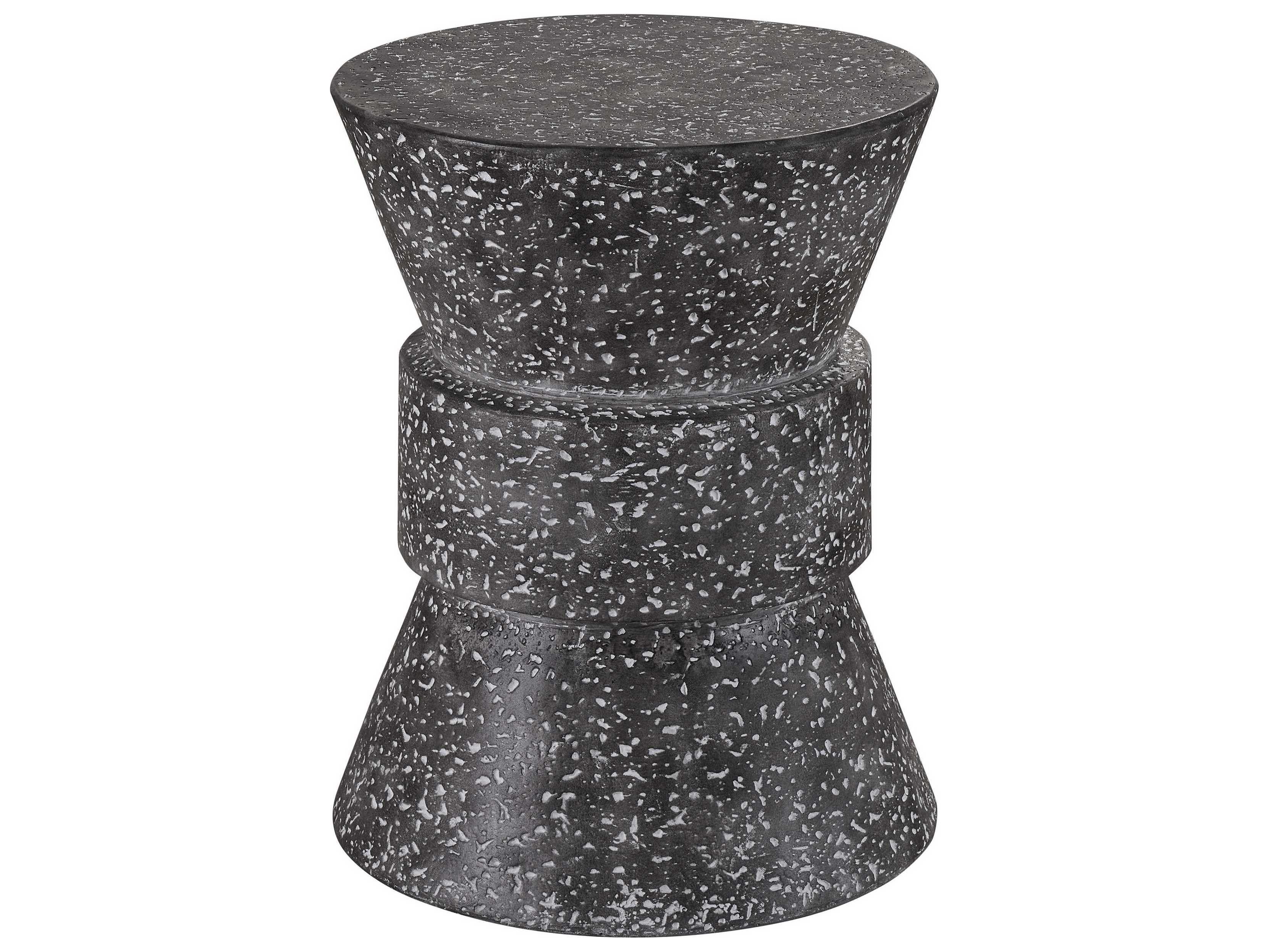 Coastal Living Outdoor Quick Ship Speckled Gray Concrete Round End Table