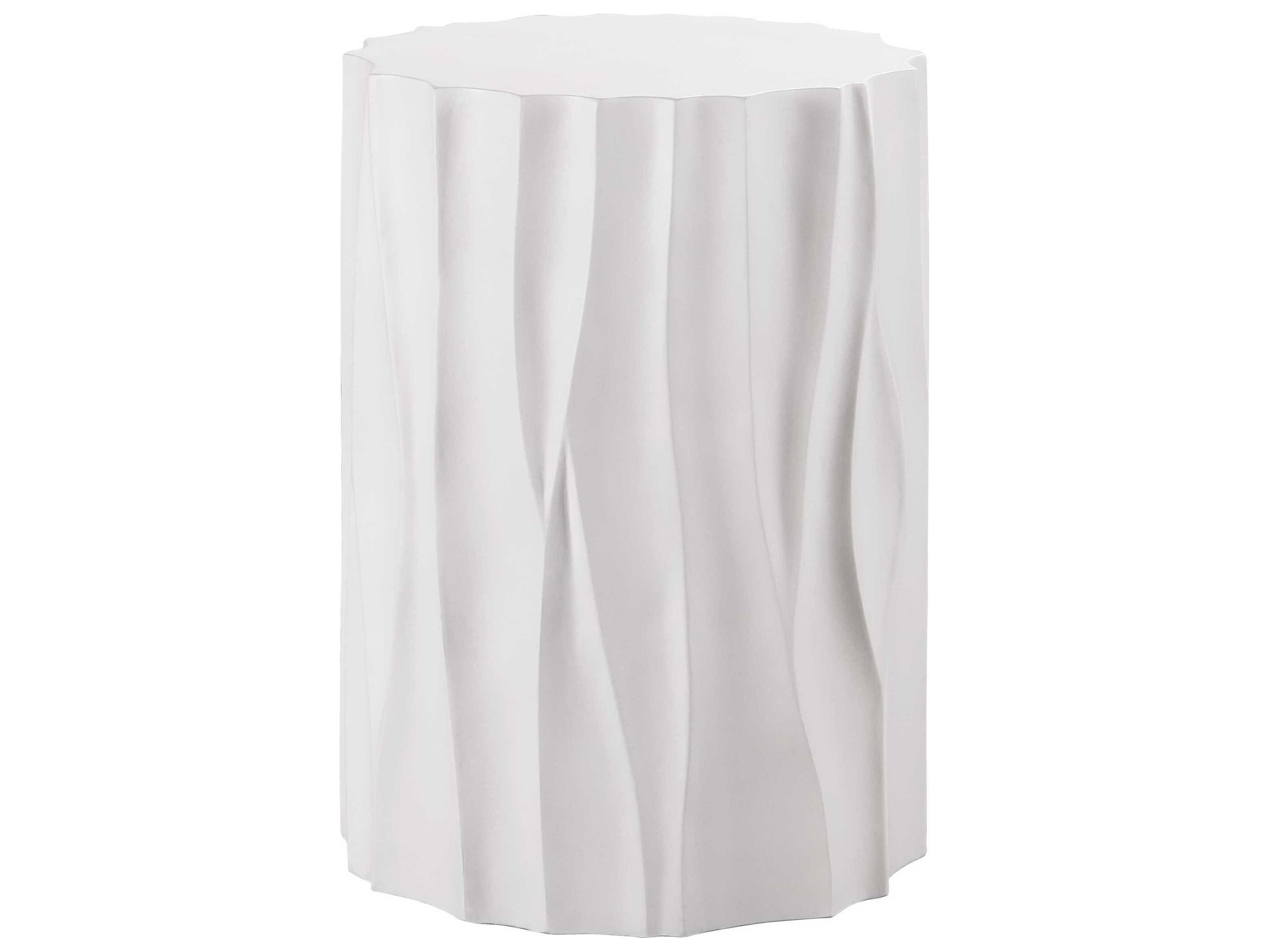 Coastal Living Outdoor Quick Ship Abaco White Concrete Round End Table