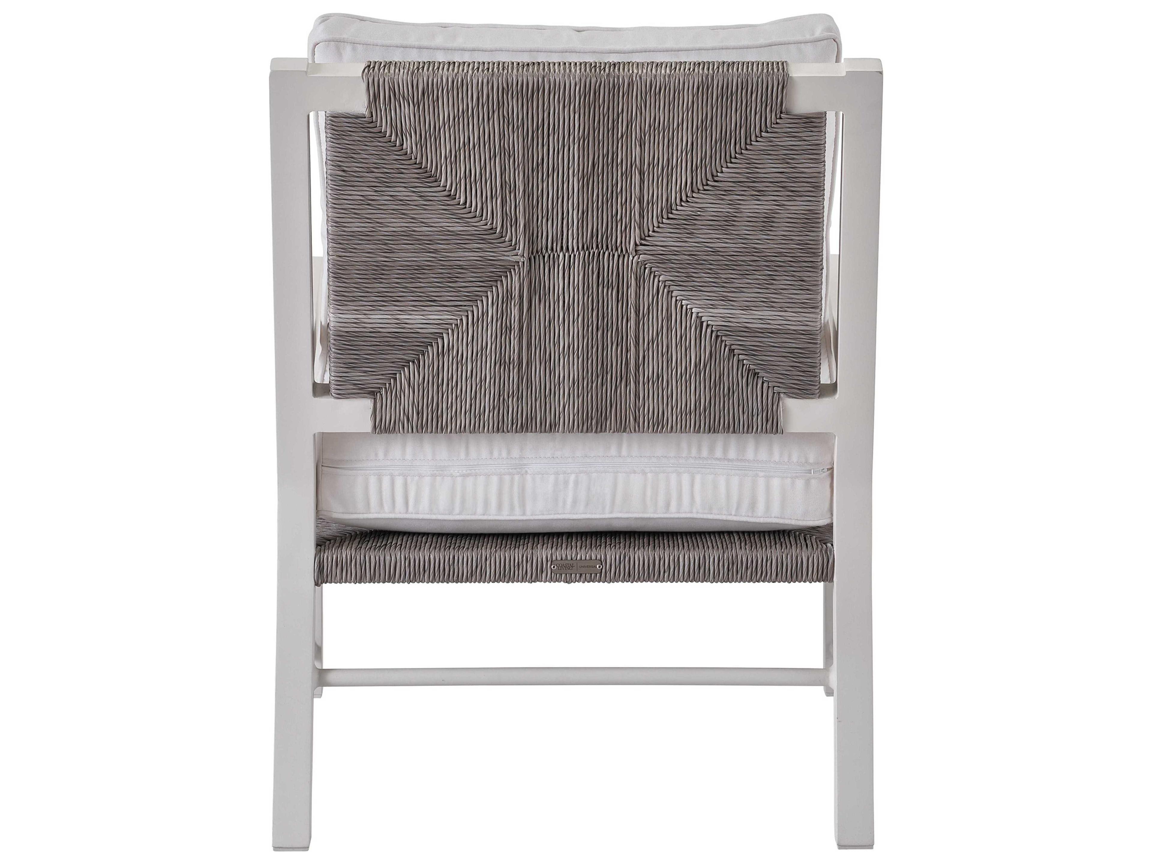 Coastal Living Outdoor Quick Ship Tybee Chalk Aluminum / Greige Wicker Steel Cushion Lounge Chair