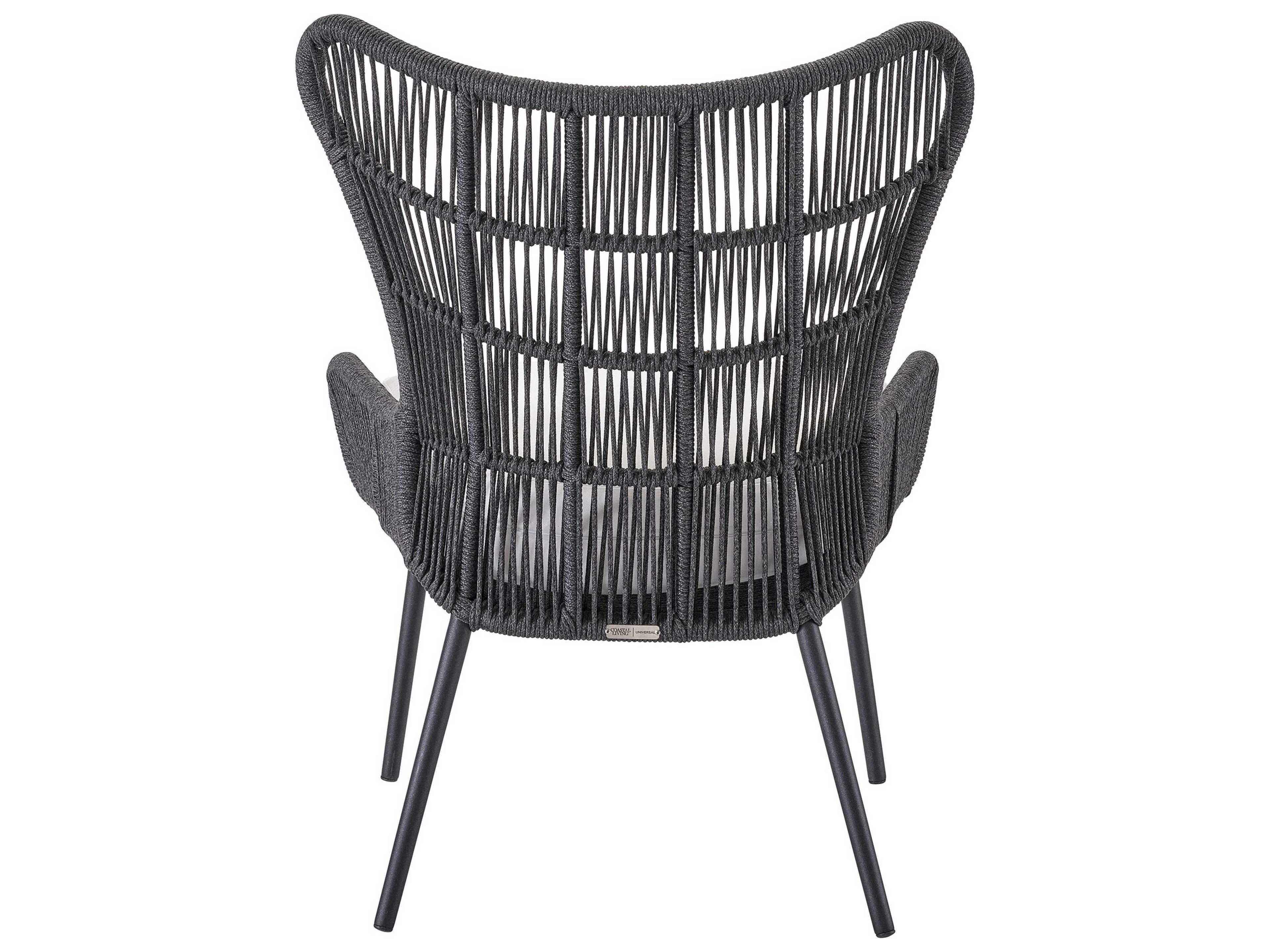 Coastal Living Outdoor Quick Ship Charcoal Rope Cushion Lounge Chair