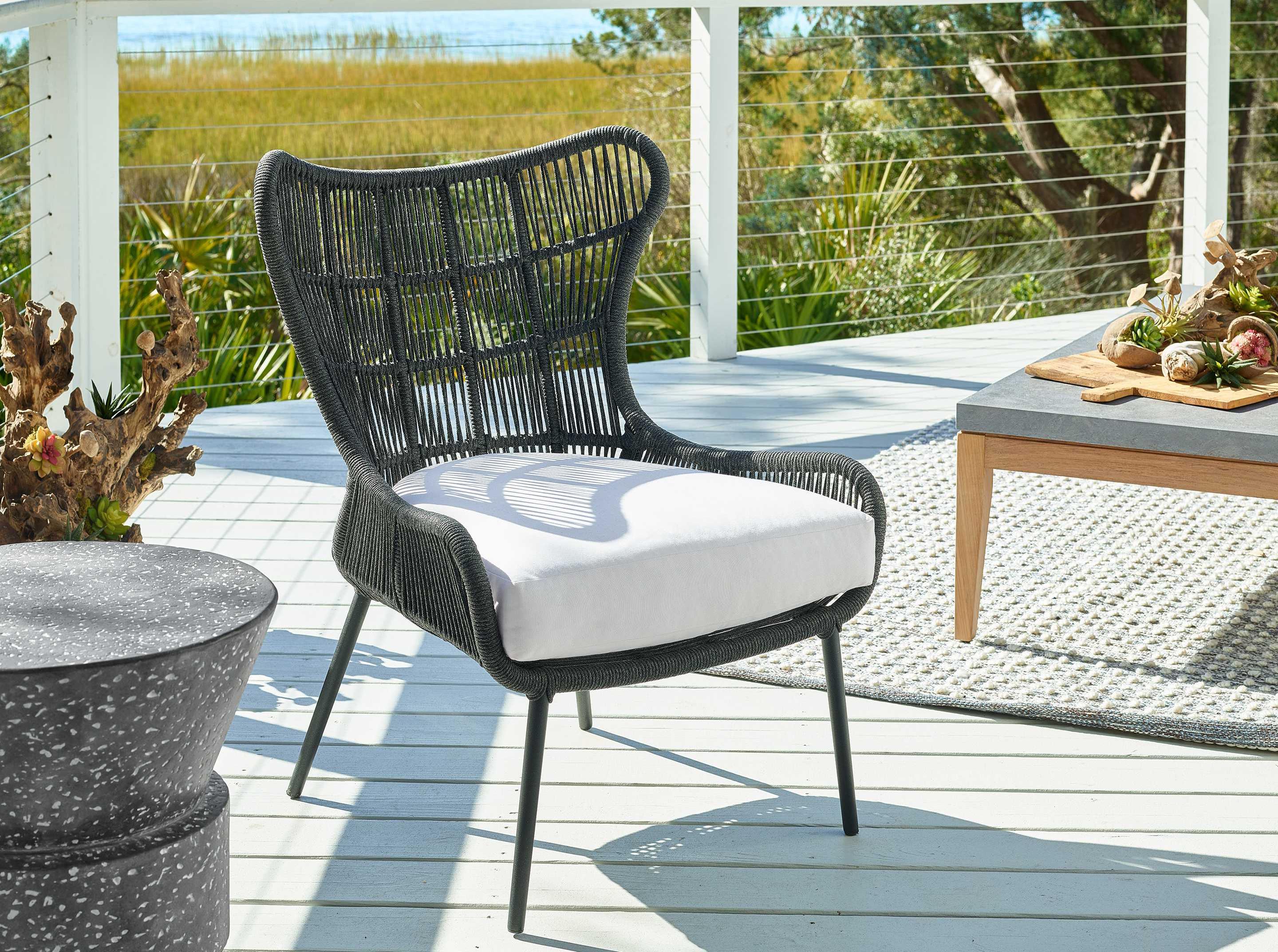 Coastal Living Outdoor Quick Ship Charcoal Rope Cushion Lounge Chair