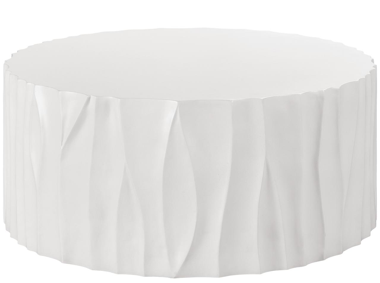 Coastal Living Outdoor Quick Ship Geneva Abaco White Concrete Round Coffee Table