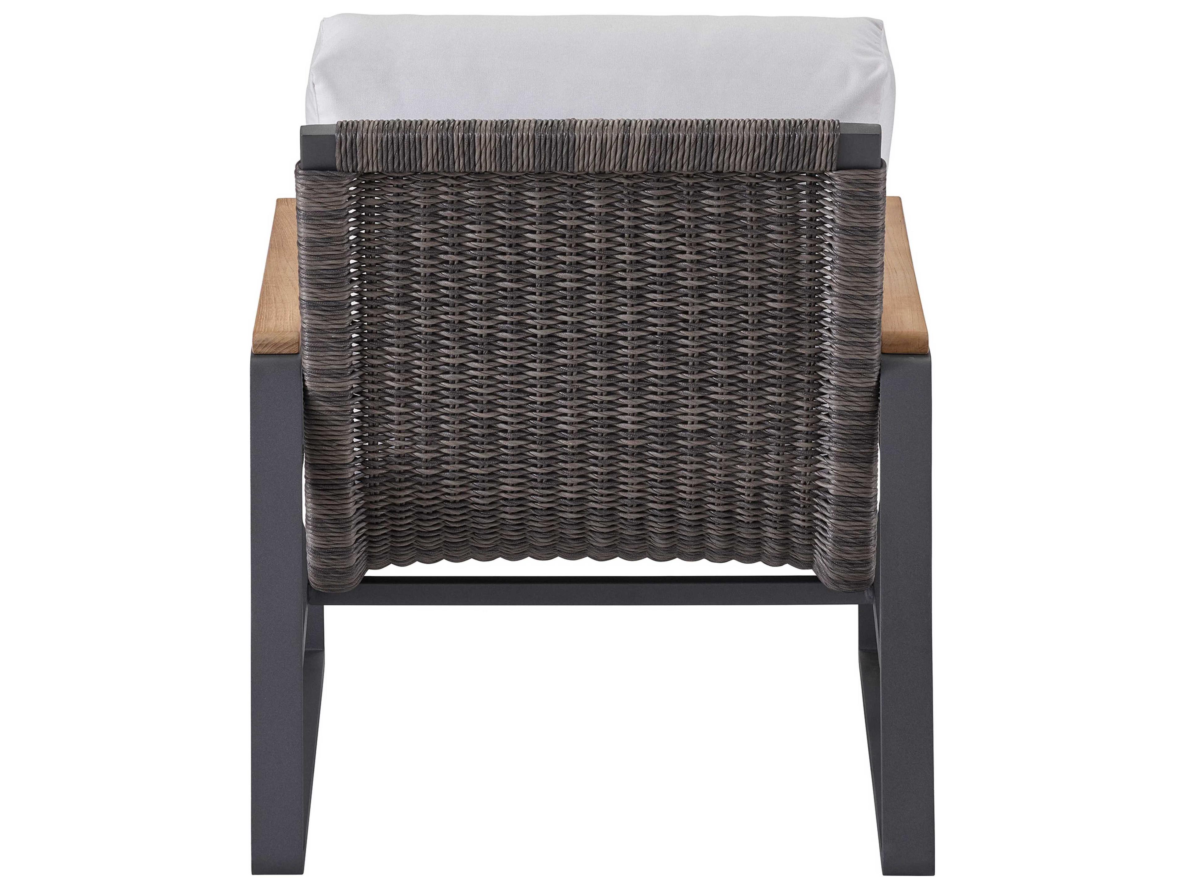 Coastal Living Outdoor Quick Ship San Clemente Natural Teak / Carbon Aluminum Brindle Wicker Cushion Lounge Chair