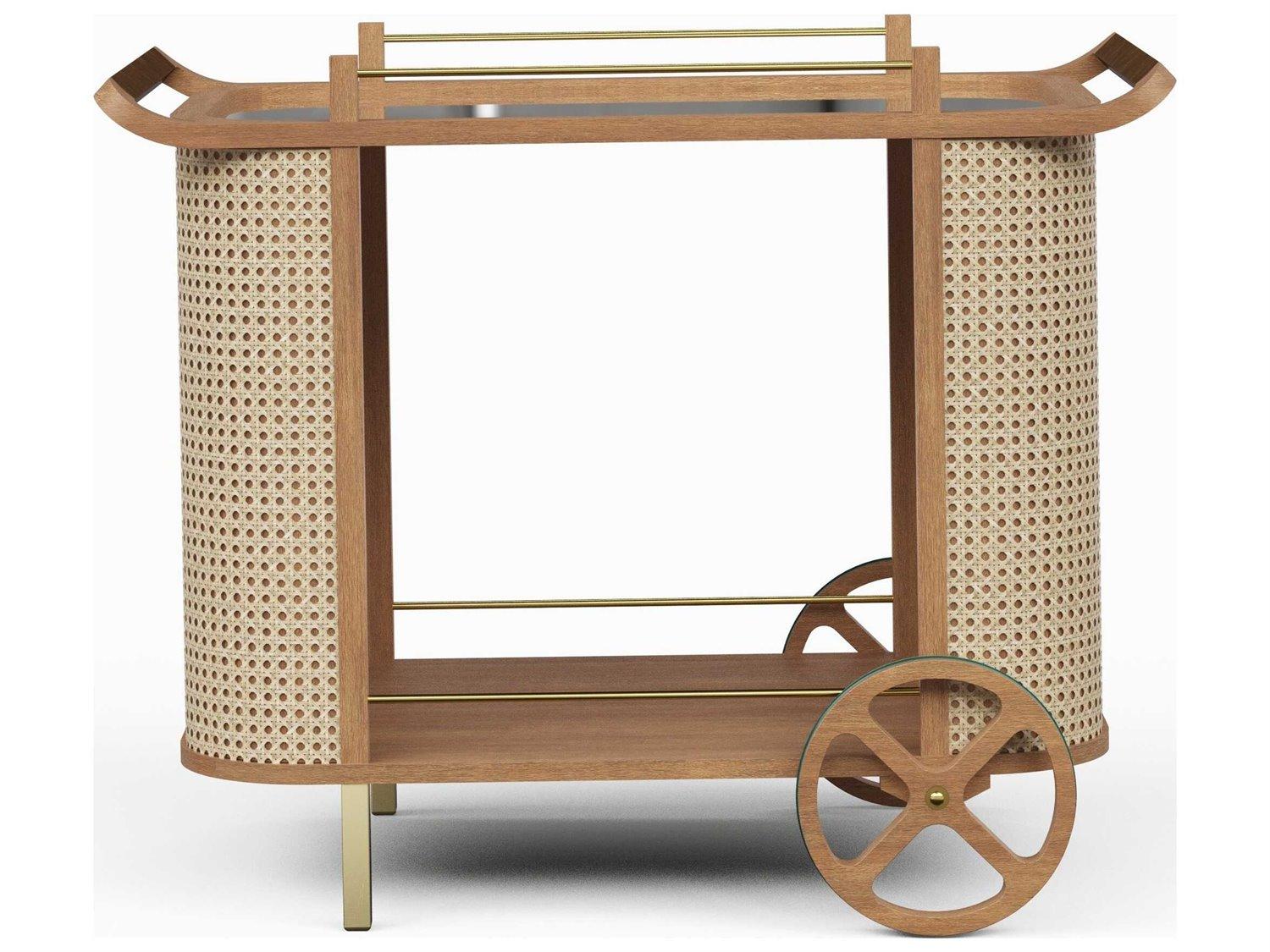 Urbia Modern Brazilian Brown Pecan Natural Bar Cart