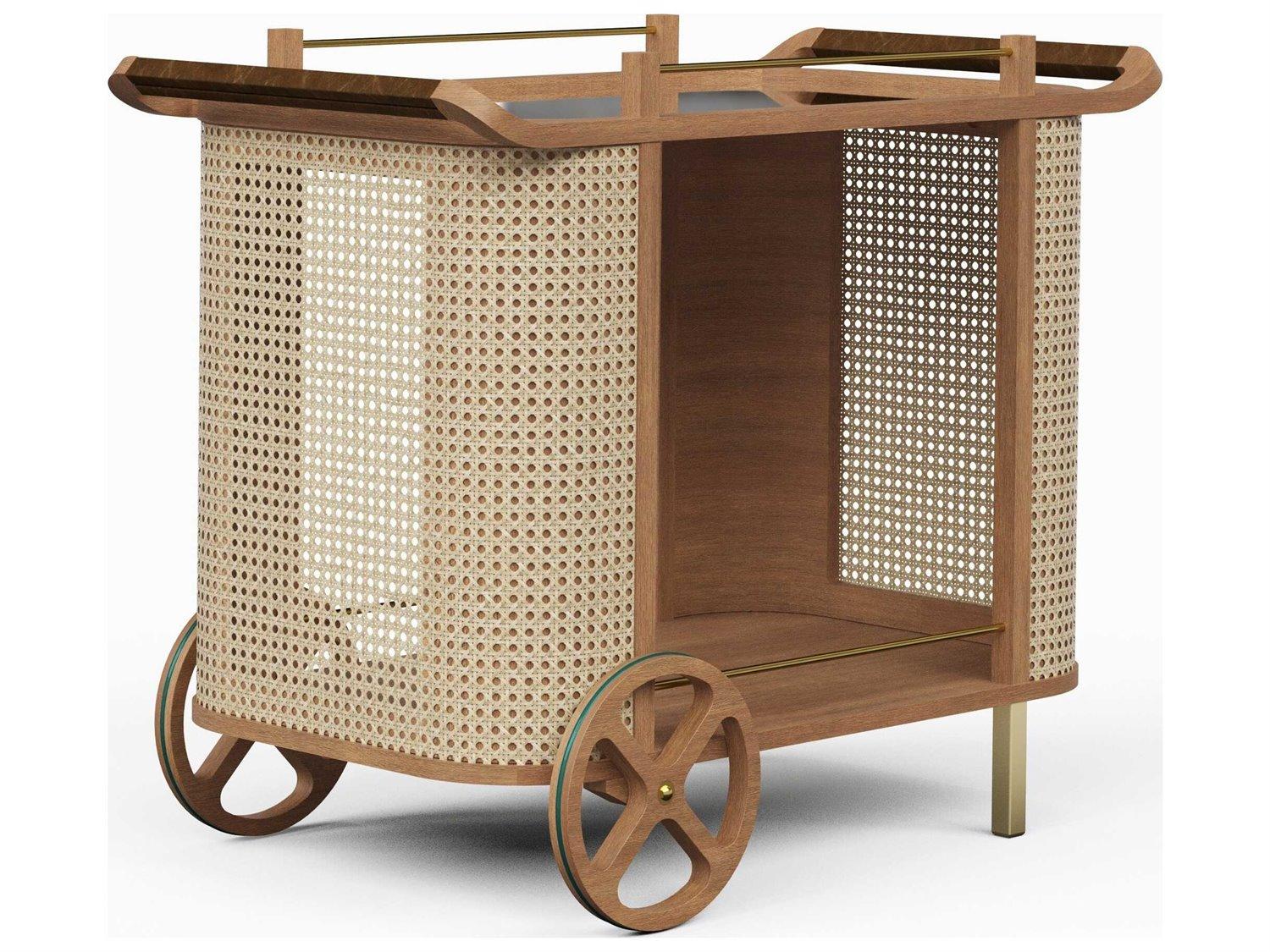 Urbia Modern Brazilian Brown Pecan Natural Bar Cart