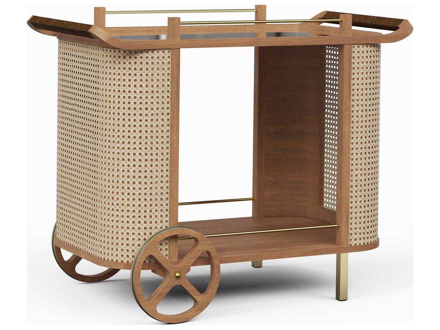 Urbia Modern Brazilian Brown Pecan Natural Bar Cart