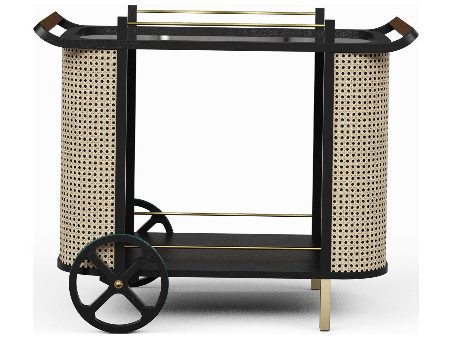 Urbia Modern Brazilian Dinda Black Natural Bar Cart