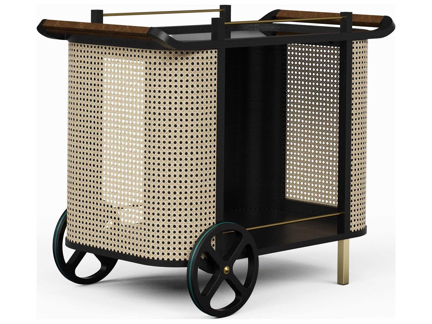 Urbia Modern Brazilian Dinda Black Natural Bar Cart