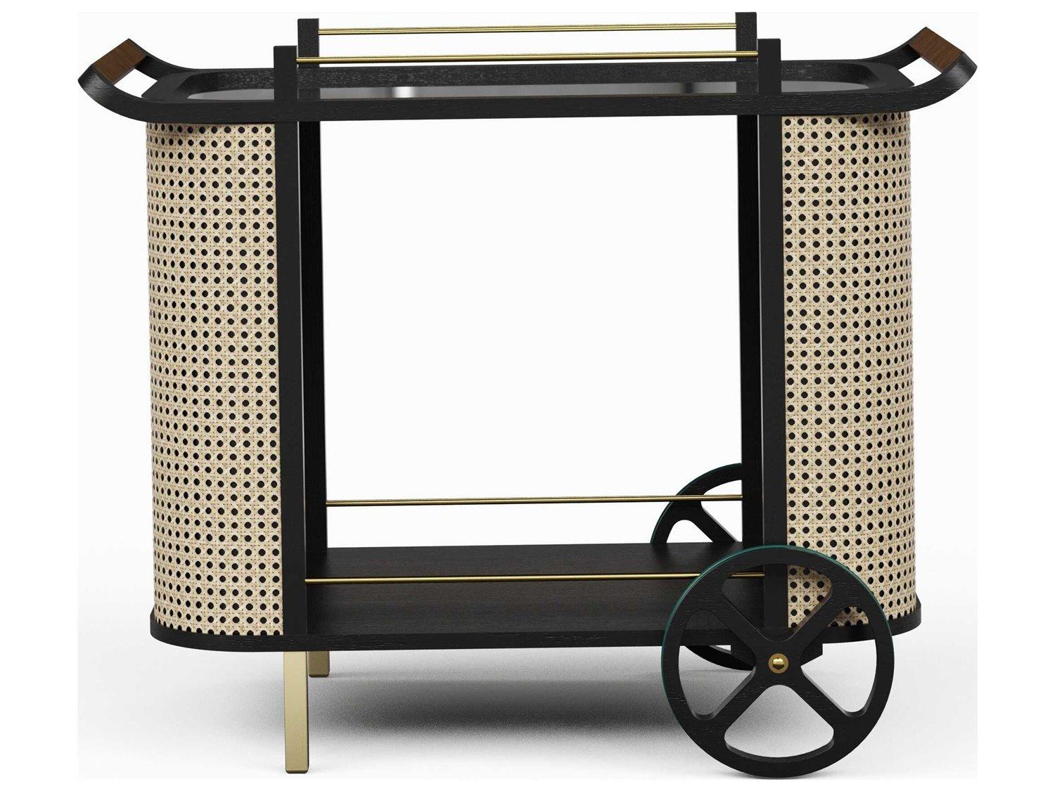 Urbia Modern Brazilian Dinda Black Natural Bar Cart