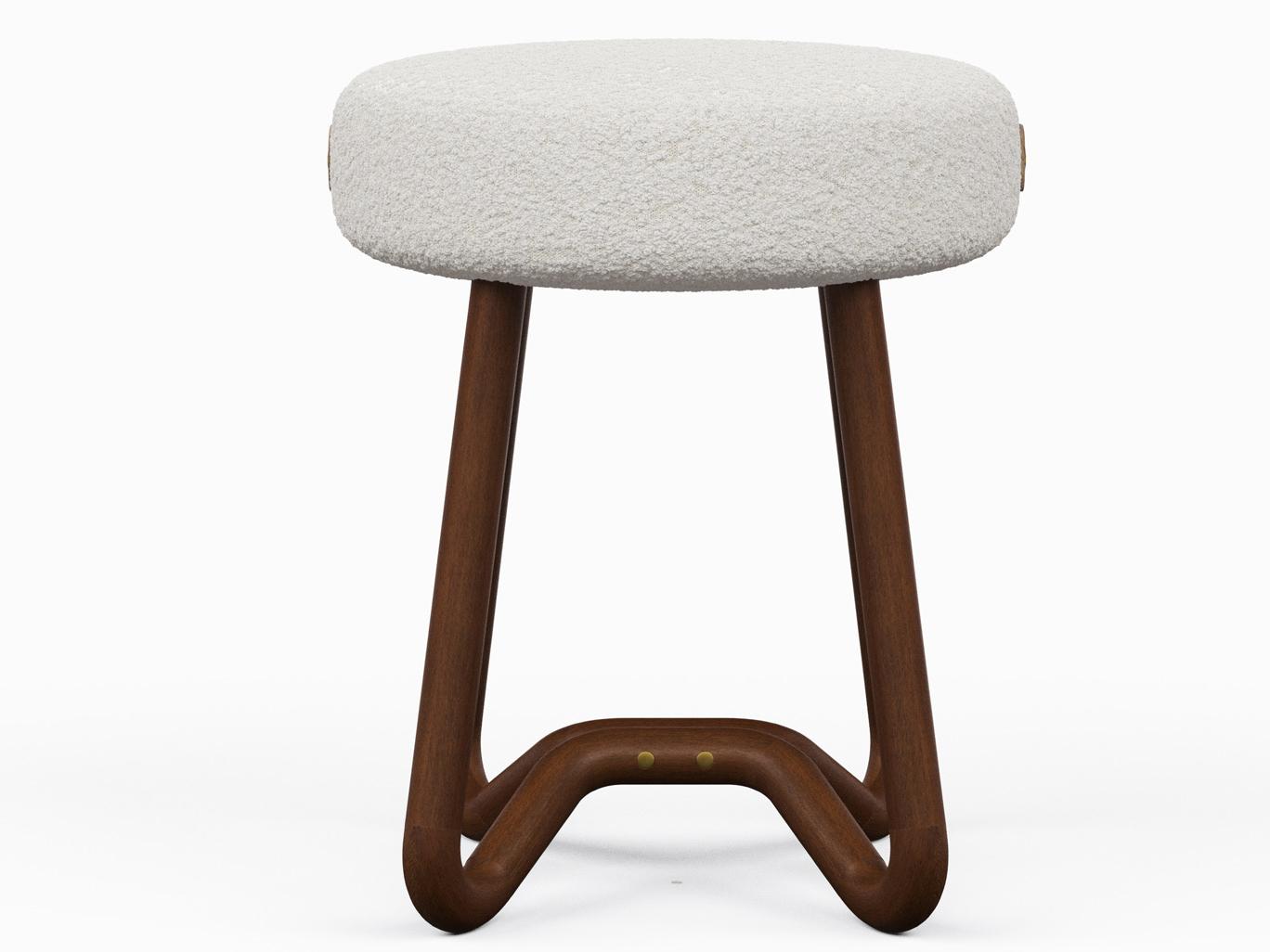 Urbia Modern Brazilian Loop Brown Upholstered Accent Stool