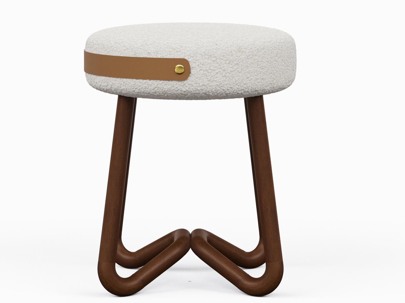 Urbia Modern Brazilian Loop Brown Upholstered Accent Stool