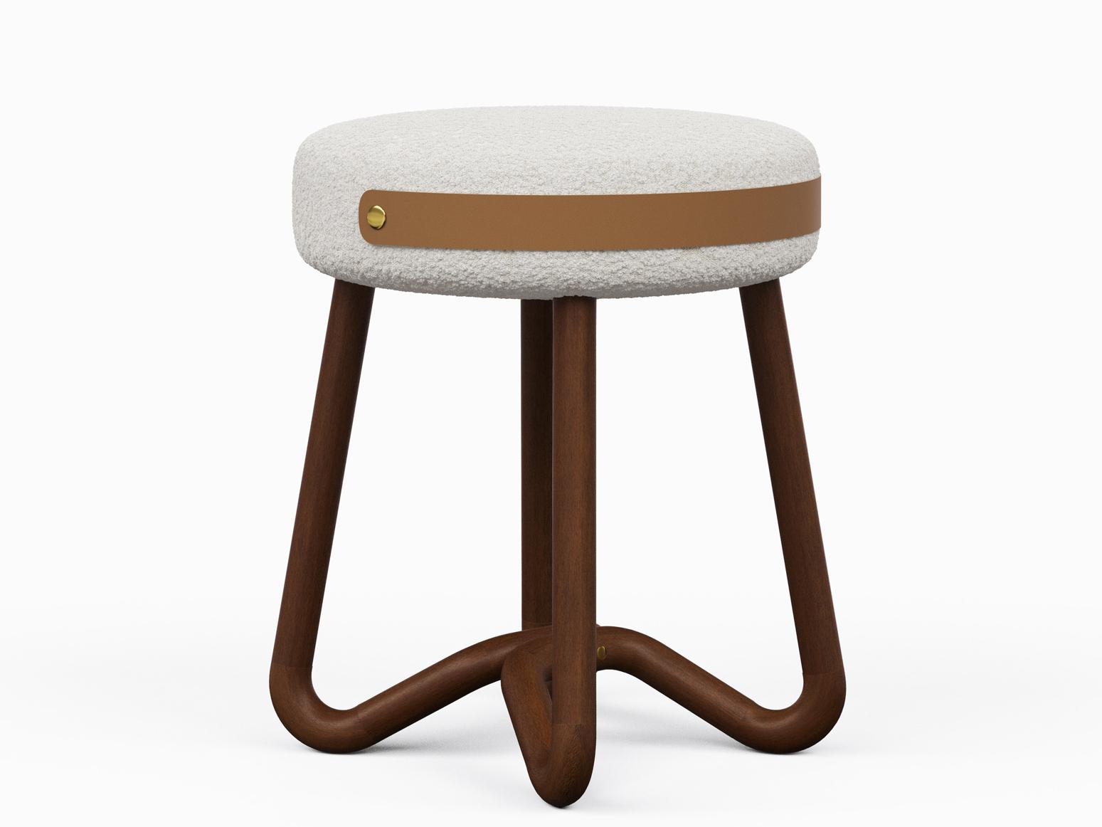 Urbia Modern Brazilian Loop Brown Upholstered Accent Stool