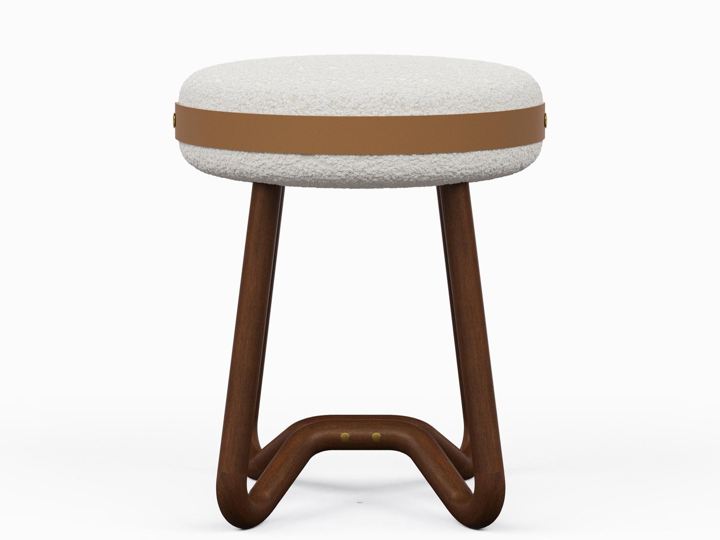 Urbia Modern Brazilian Loop Brown Upholstered Accent Stool