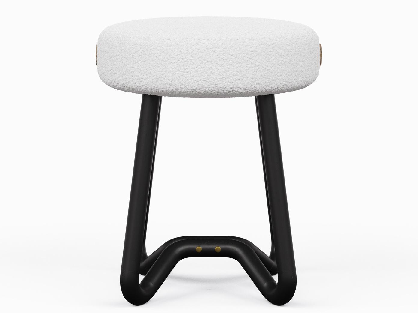 Urbia Modern Brazilian Loop Noodles Opulent Black Caramel Upholstered Accent Stool