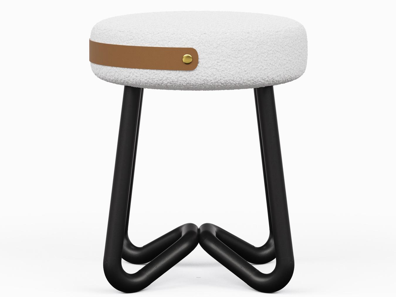 Urbia Modern Brazilian Loop Noodles Opulent Black Caramel Upholstered Accent Stool