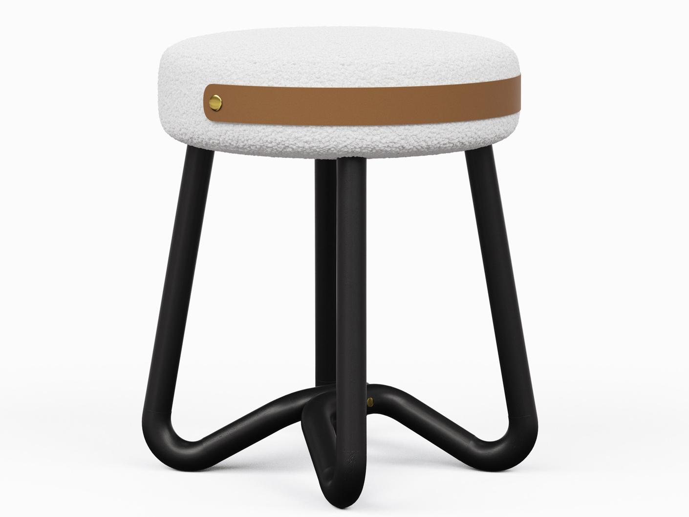 Urbia Modern Brazilian Loop Noodles Opulent Black Caramel Upholstered Accent Stool