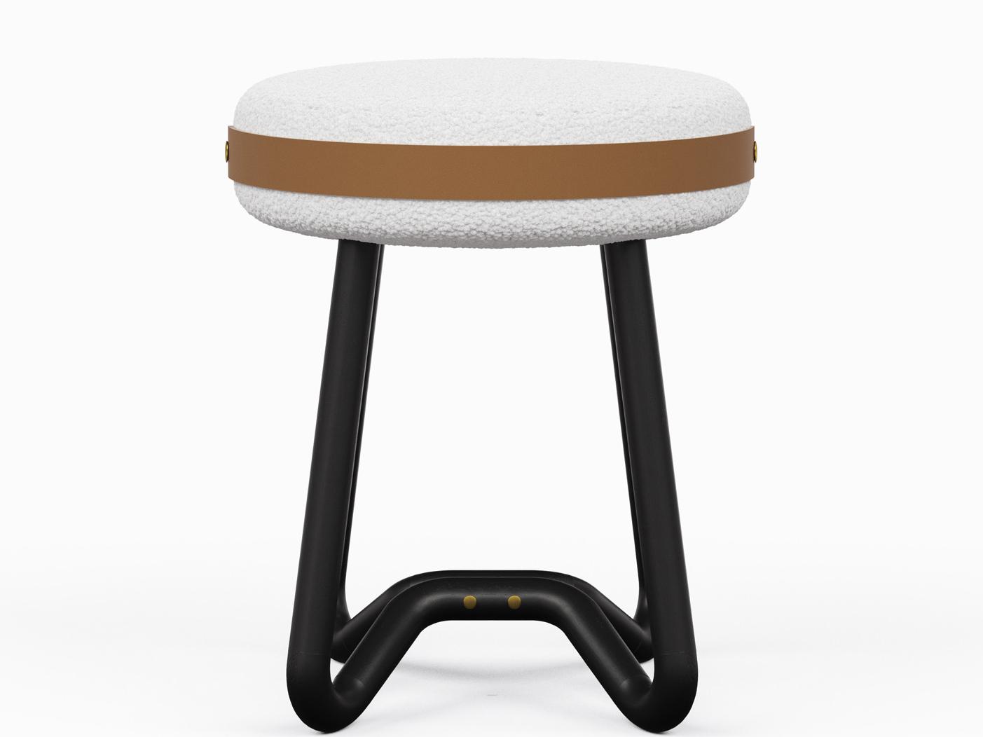 Urbia Modern Brazilian Loop Noodles Opulent Black Caramel Upholstered Accent Stool