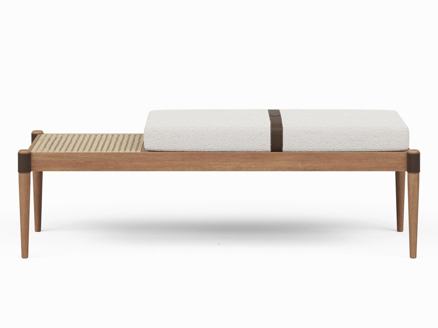 Urbia Modern Brazilian Bello Noodles Natural Nozes Brown Upholstered Accent Bench