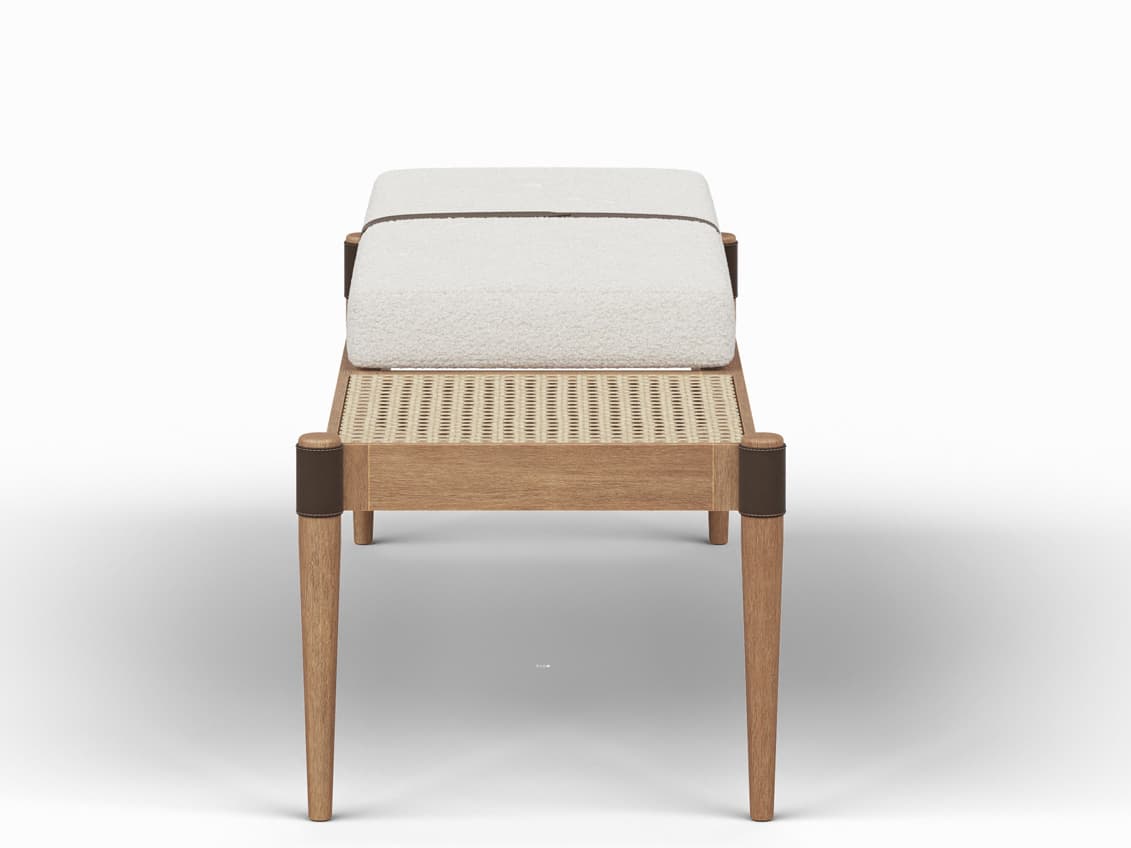 Urbia Modern Brazilian Bello Noodles Natural Nozes Brown Upholstered Accent Bench