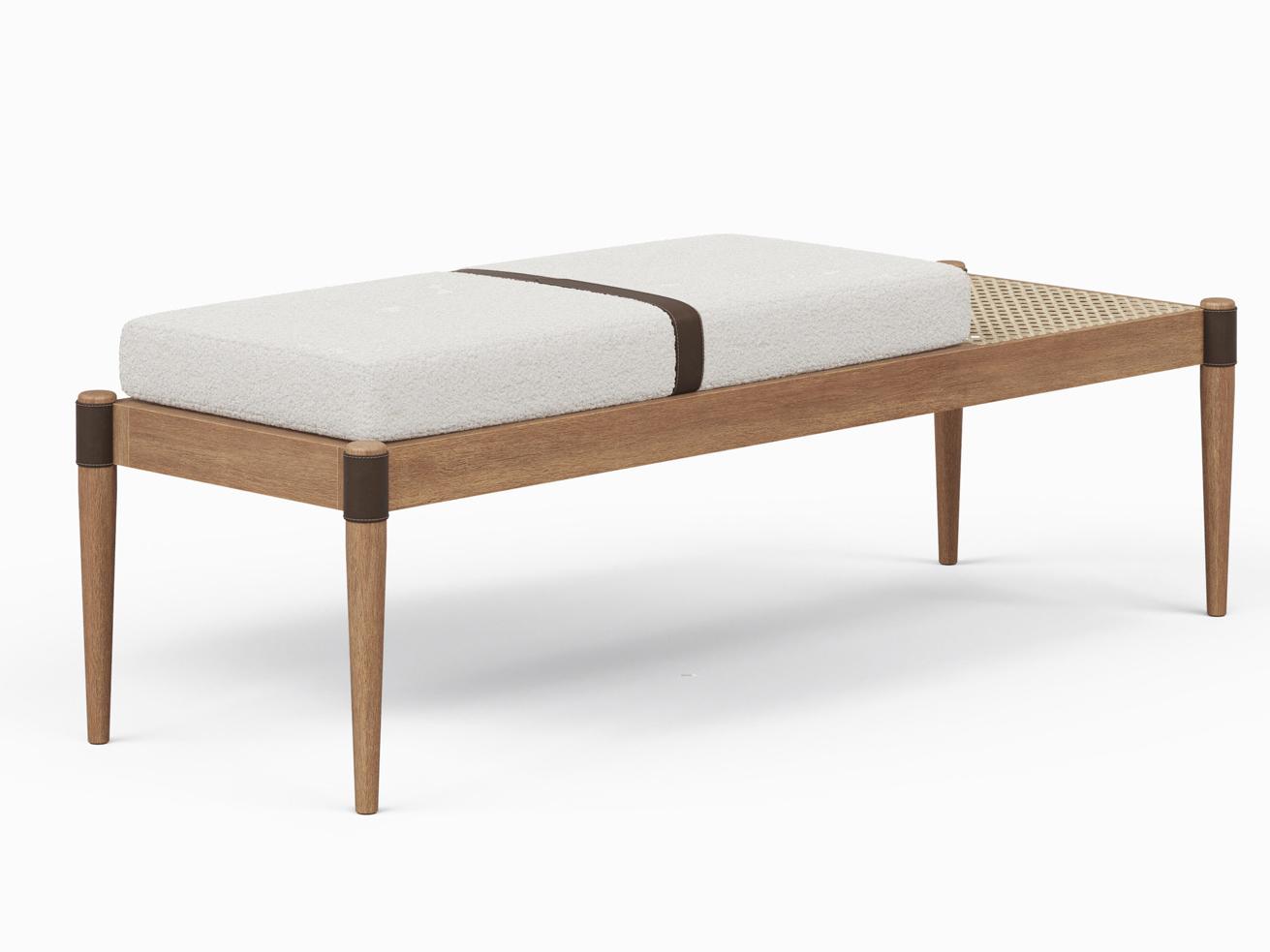 Urbia Modern Brazilian Bello Noodles Natural Nozes Brown Upholstered Accent Bench