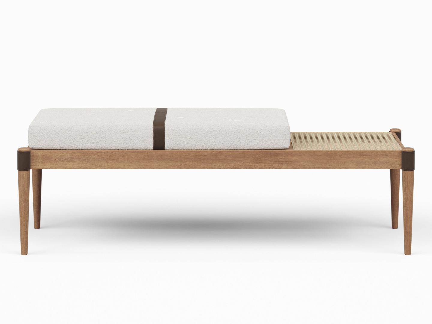 Urbia Modern Brazilian Bello Noodles Natural Nozes Brown Upholstered Accent Bench