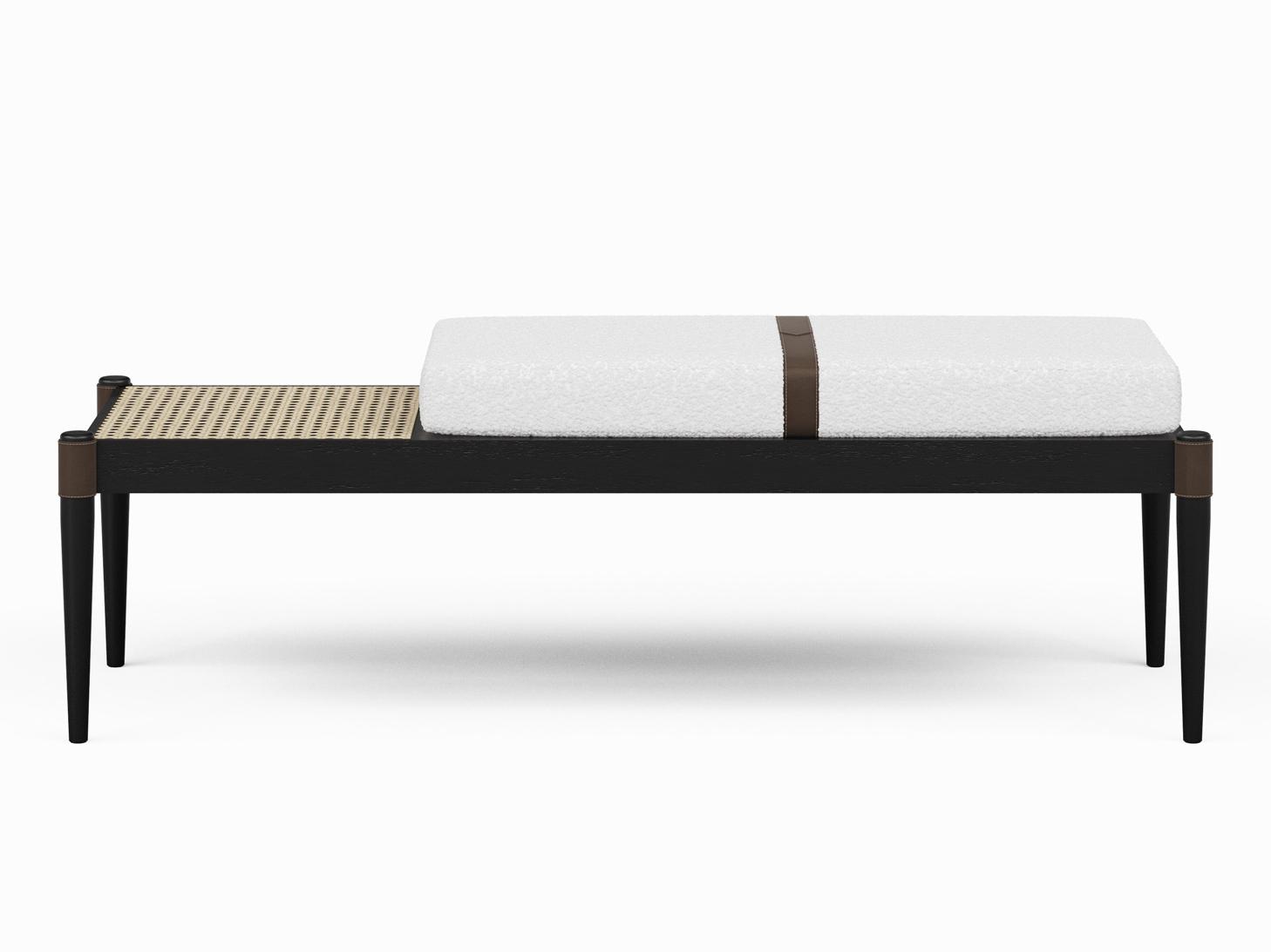 Urbia Modern Brazilian Bello Noodles Opulent Black Natural Upholstered Accent Bench