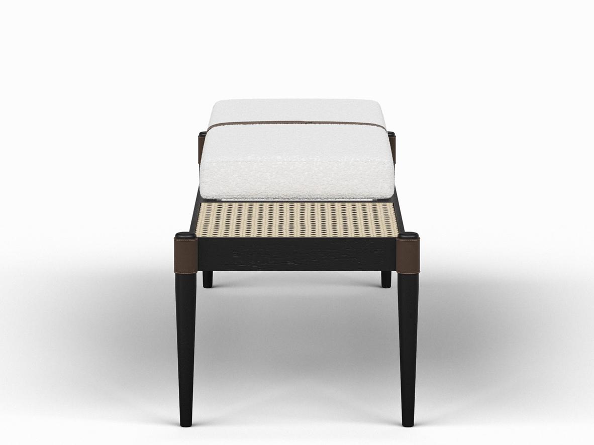 Urbia Modern Brazilian Bello Noodles Opulent Black Natural Upholstered Accent Bench