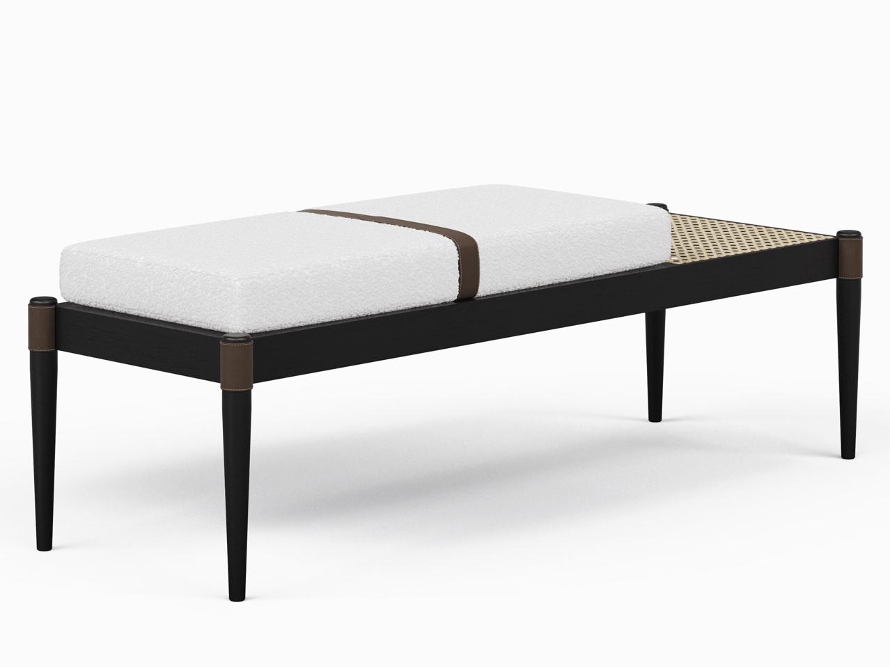 Urbia Modern Brazilian Bello Noodles Opulent Black Natural Upholstered Accent Bench
