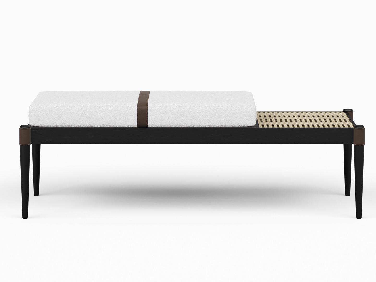 Urbia Modern Brazilian Bello Noodles Opulent Black Natural Upholstered Accent Bench