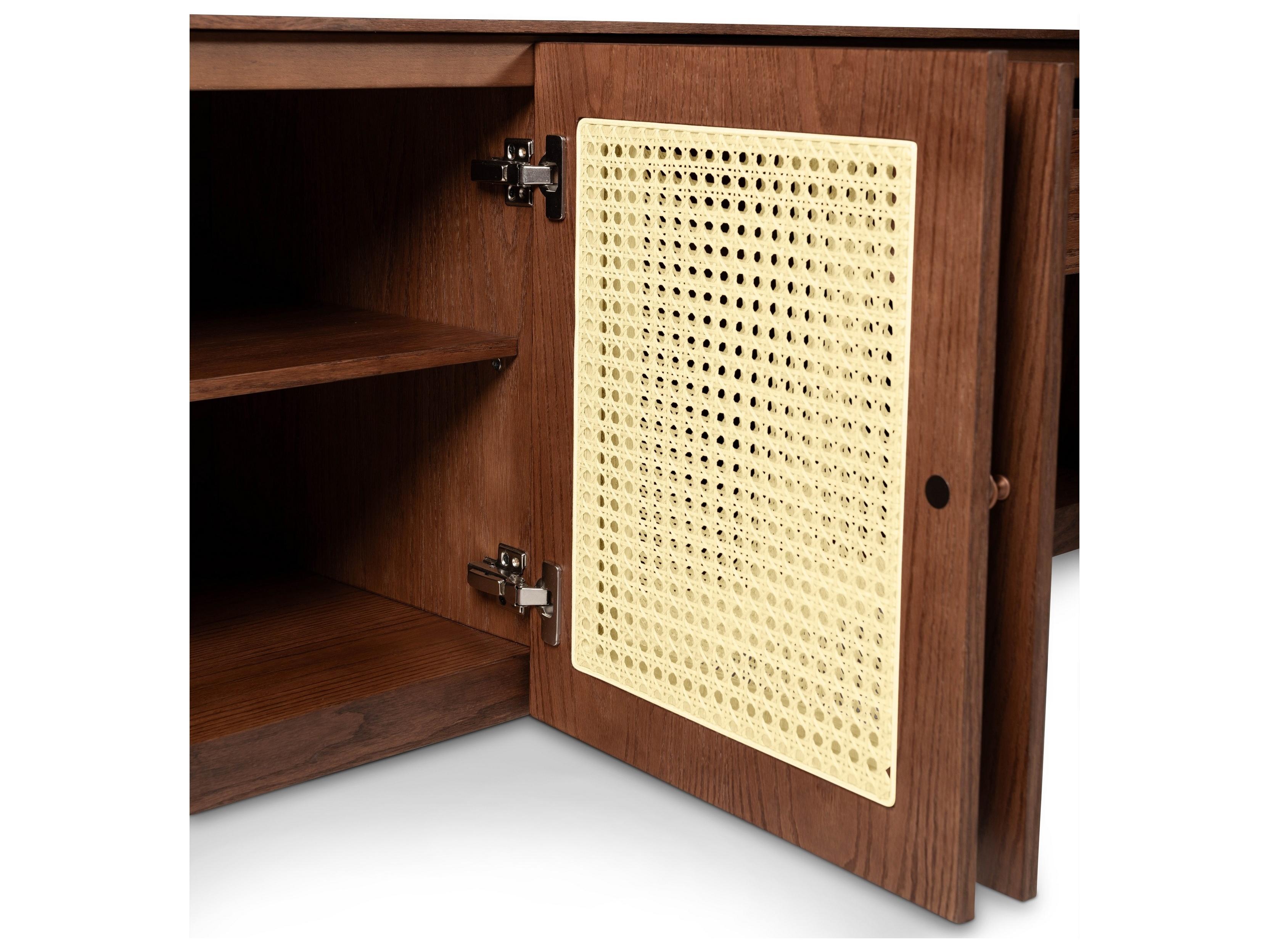 Urbia Modern Brazilian 78" Oak Wood Nogal Natural Missione Sideboard