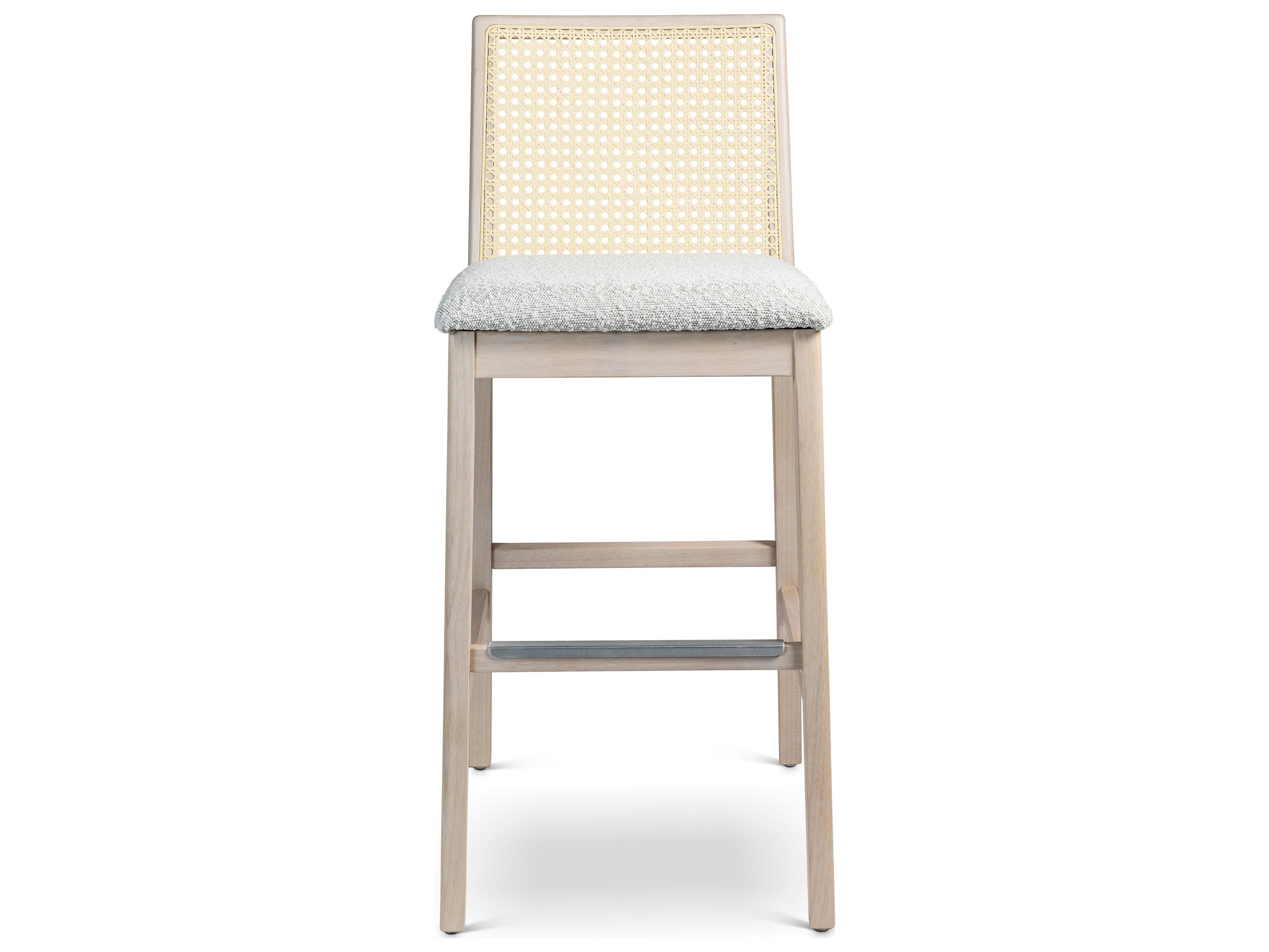 Urbia Modern Brazilian Nardia Crafted Glaze Nevoa Natural Upholstered Bar Stool