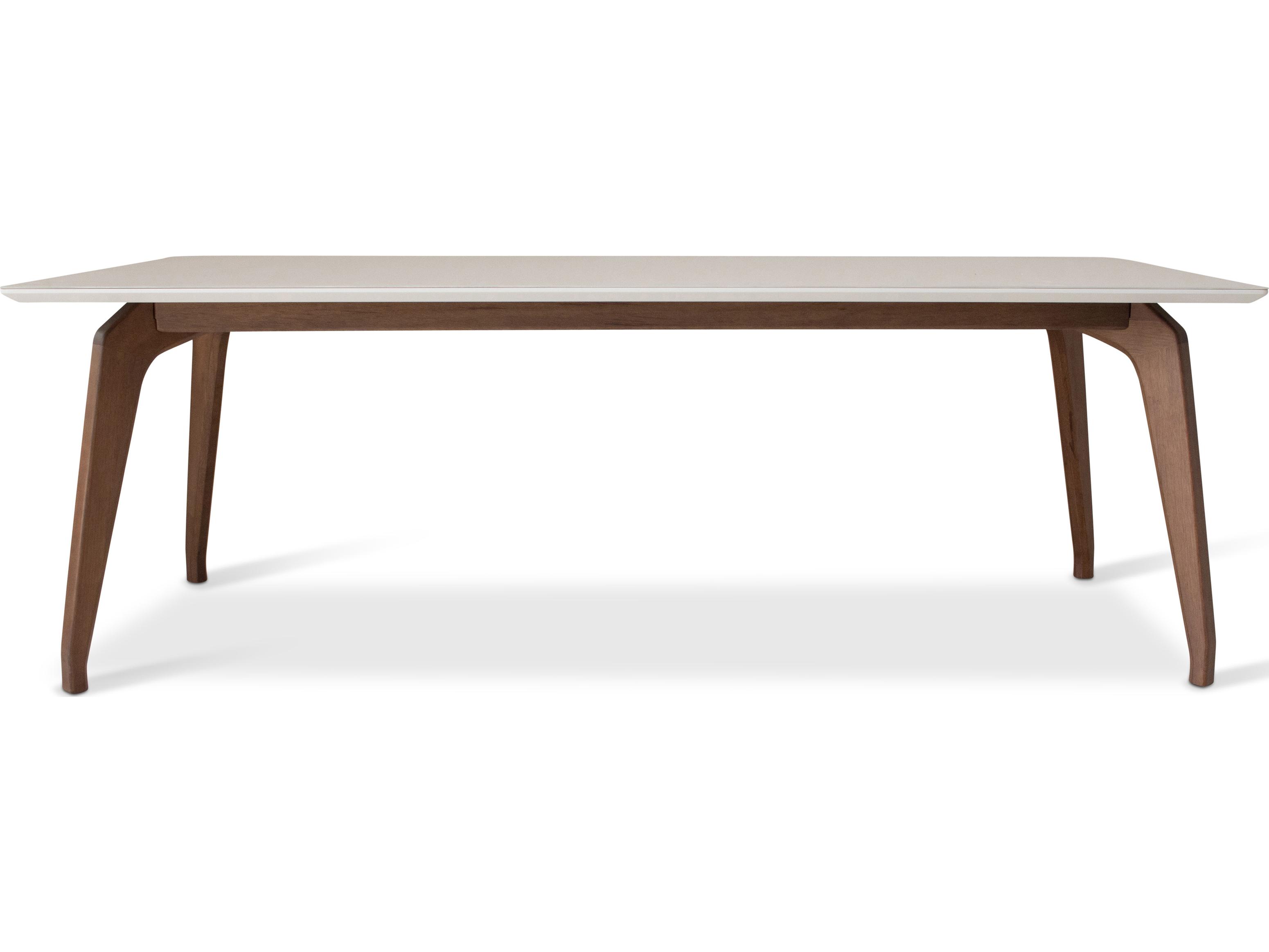 Urbia Modern Brazilian Giane Rectangular Glass Off White Nogal Dining Table