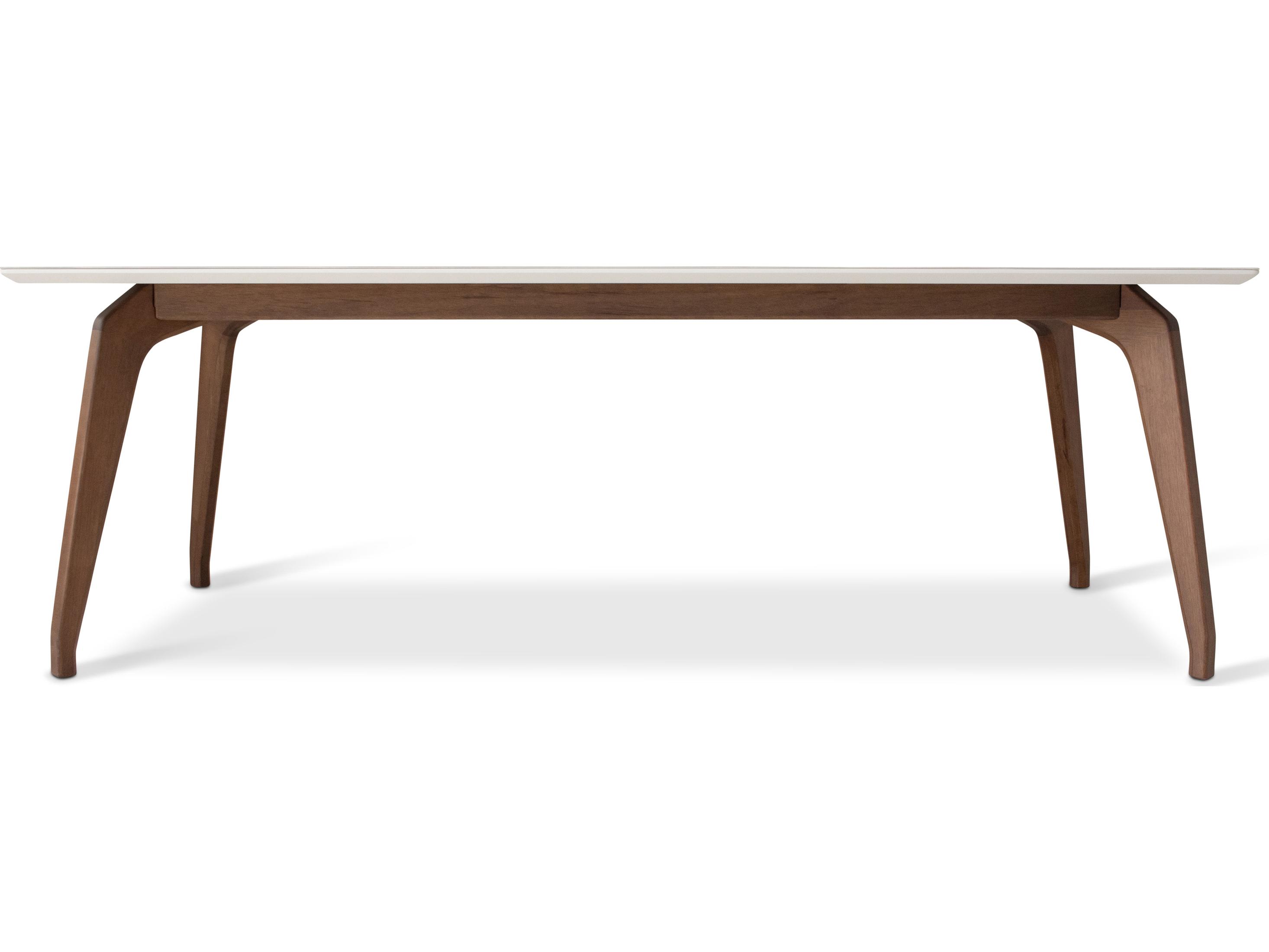 Urbia Modern Brazilian Giane Rectangular Glass Off White Nogal Dining Table