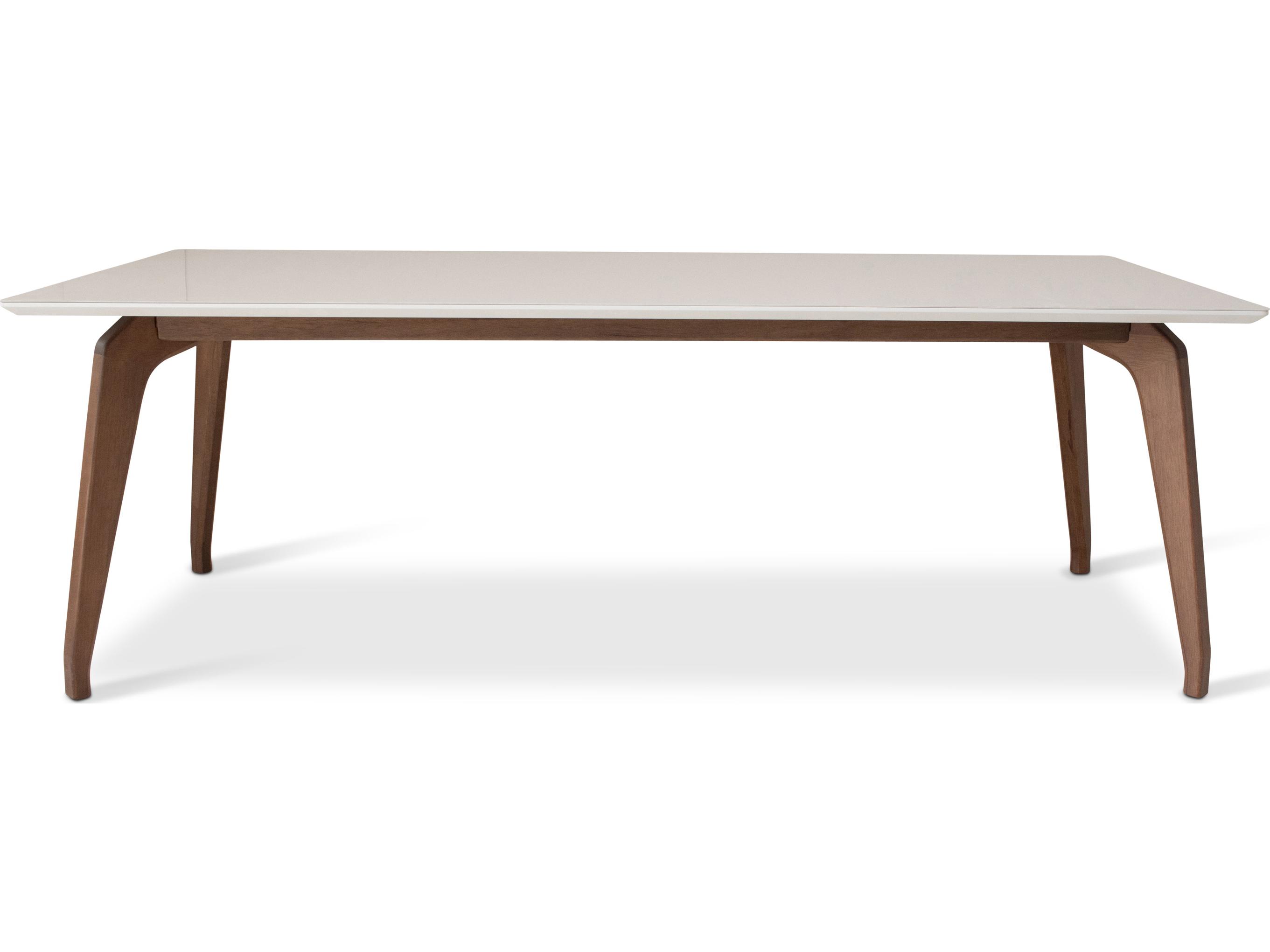 Urbia Modern Brazilian Giane Rectangular Glass Off White Nogal Dining Table